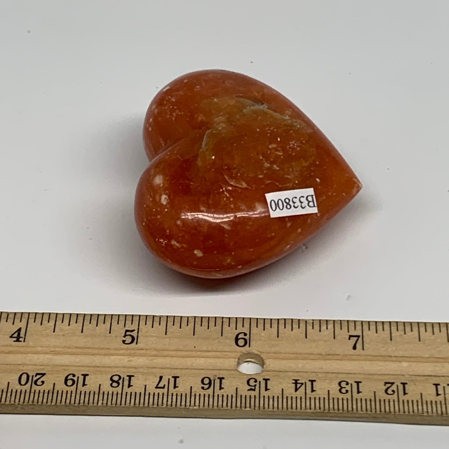 108.9g,2.1"x2.4"x1.1" Orange Calcite Heart Gemstones from Madagascar, B33800