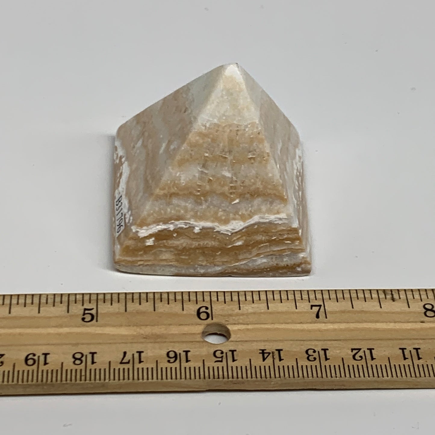 116.9g, 1.7"x1.9"x1.9", Caribbean Calcite Pyramid Gemstone, Crystal, B31796