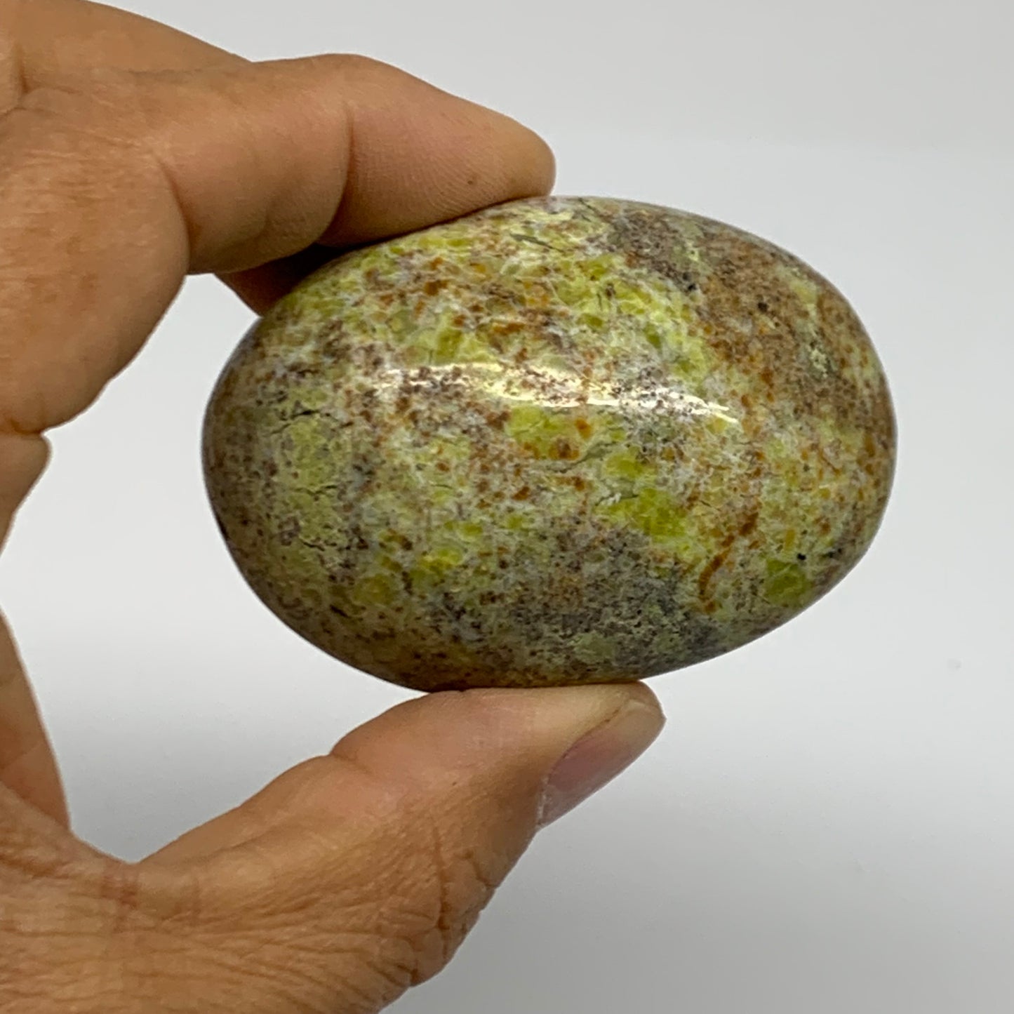 220g, 2.1"-2.3", 3pcs, Green Opal Crystal PalmStone Polished Reiki, B38320