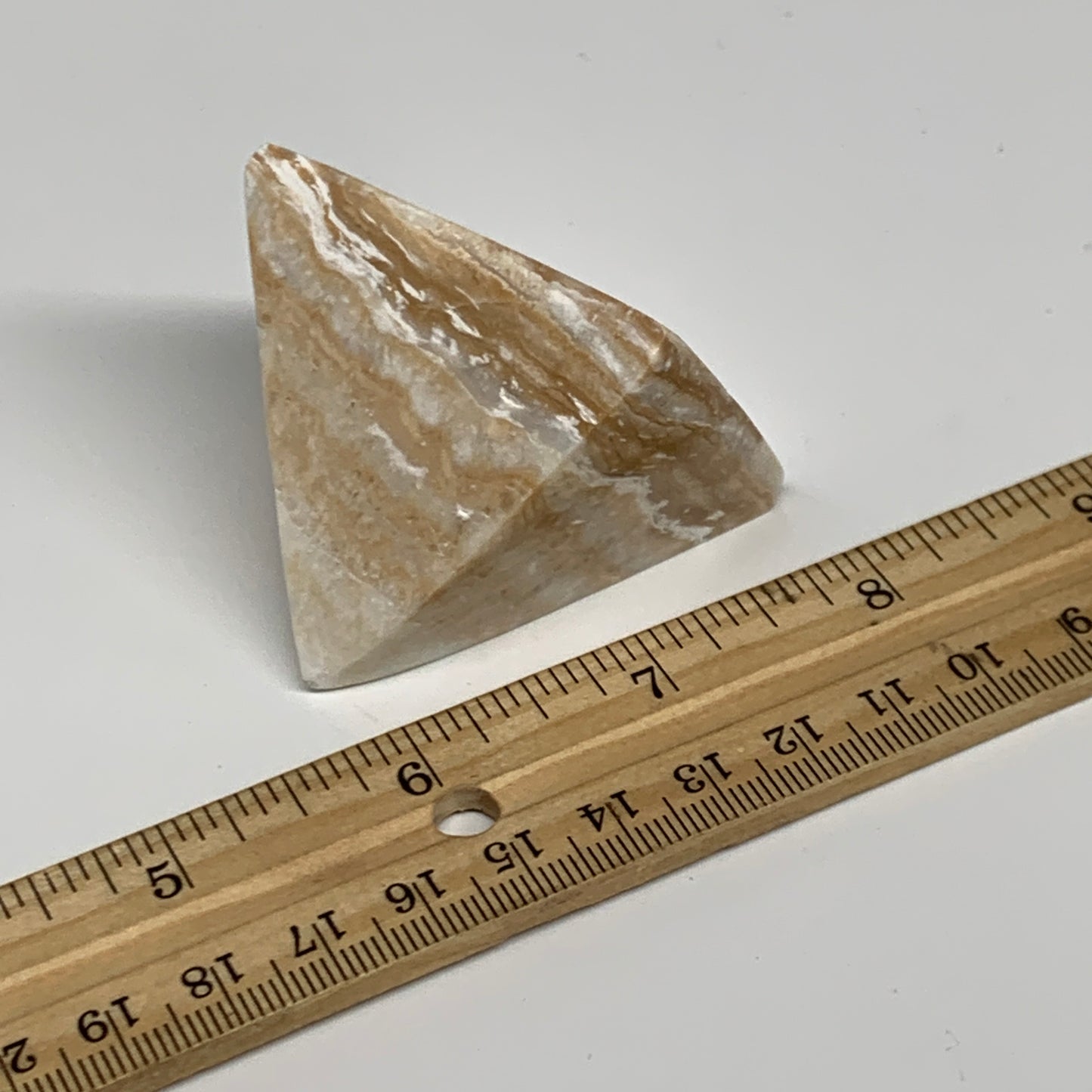 116.9g, 1.7"x1.9"x1.9", Caribbean Calcite Pyramid Gemstone, Crystal, B31796