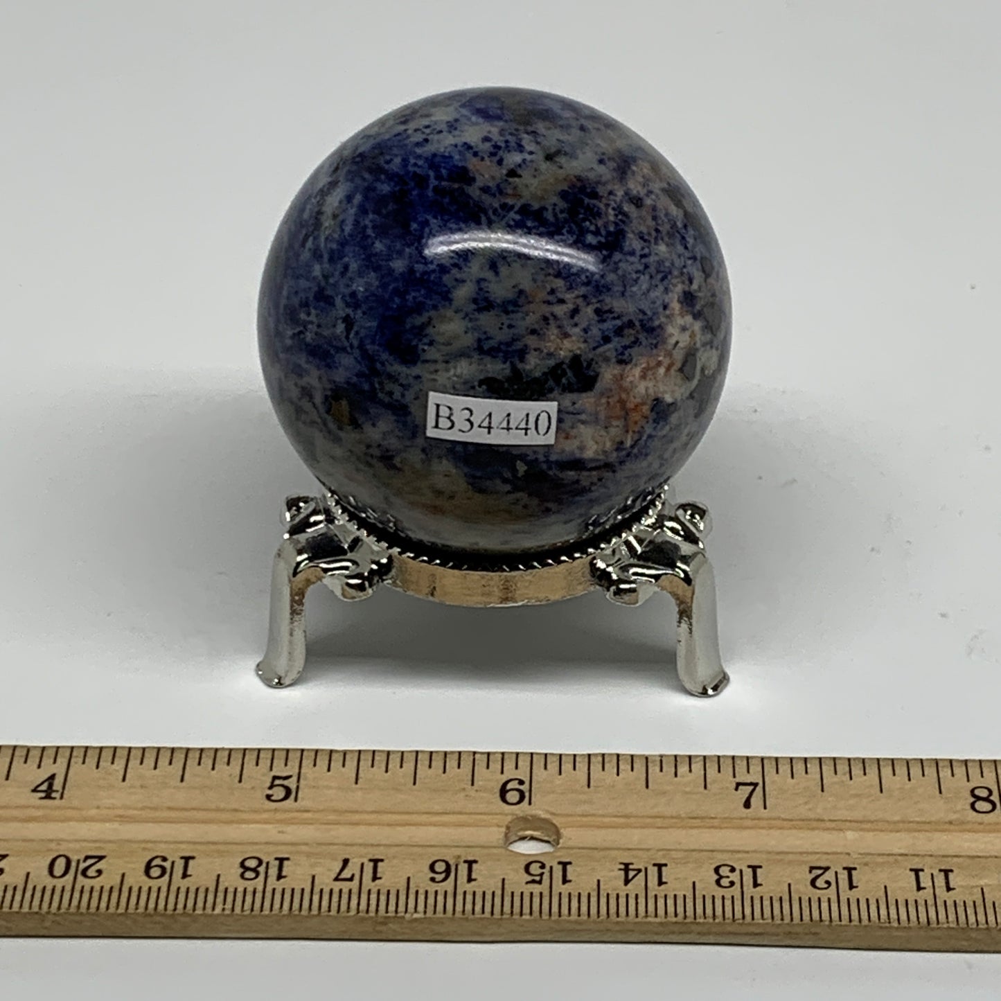 207.1g, 2.1"(53mm), Natural Sodalite Sphere Crystal Gemstone Ball @Brazil,B34440