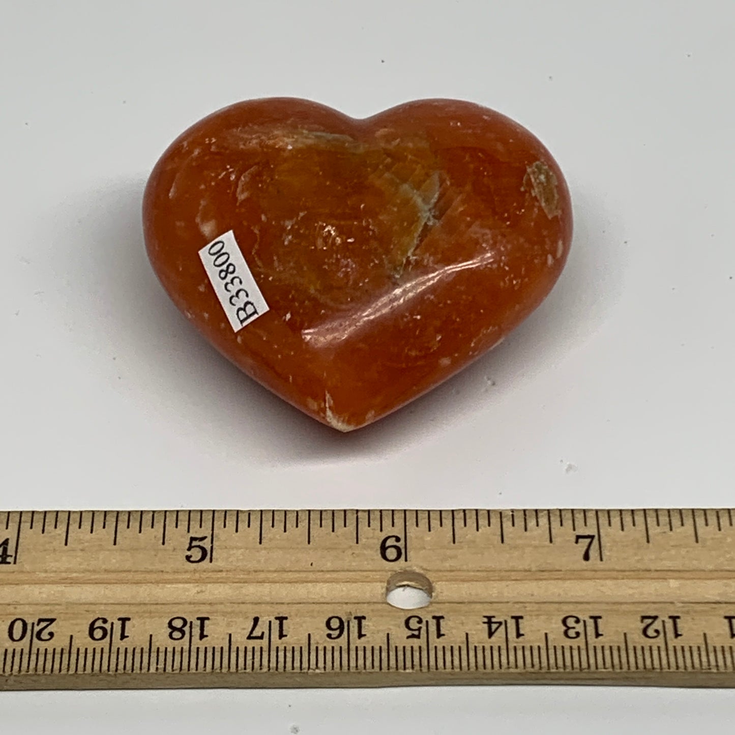 108.9g,2.1"x2.4"x1.1" Orange Calcite Heart Gemstones from Madagascar, B33800