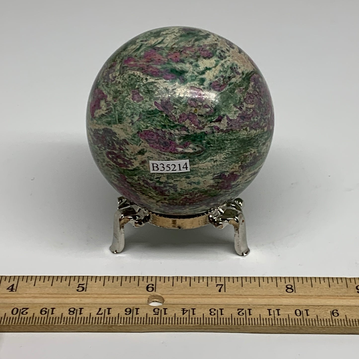 1.1 lbs, 2.7"(70mm), Zoisite with Ruby Sphere Sphere Ball Crystal, B25214