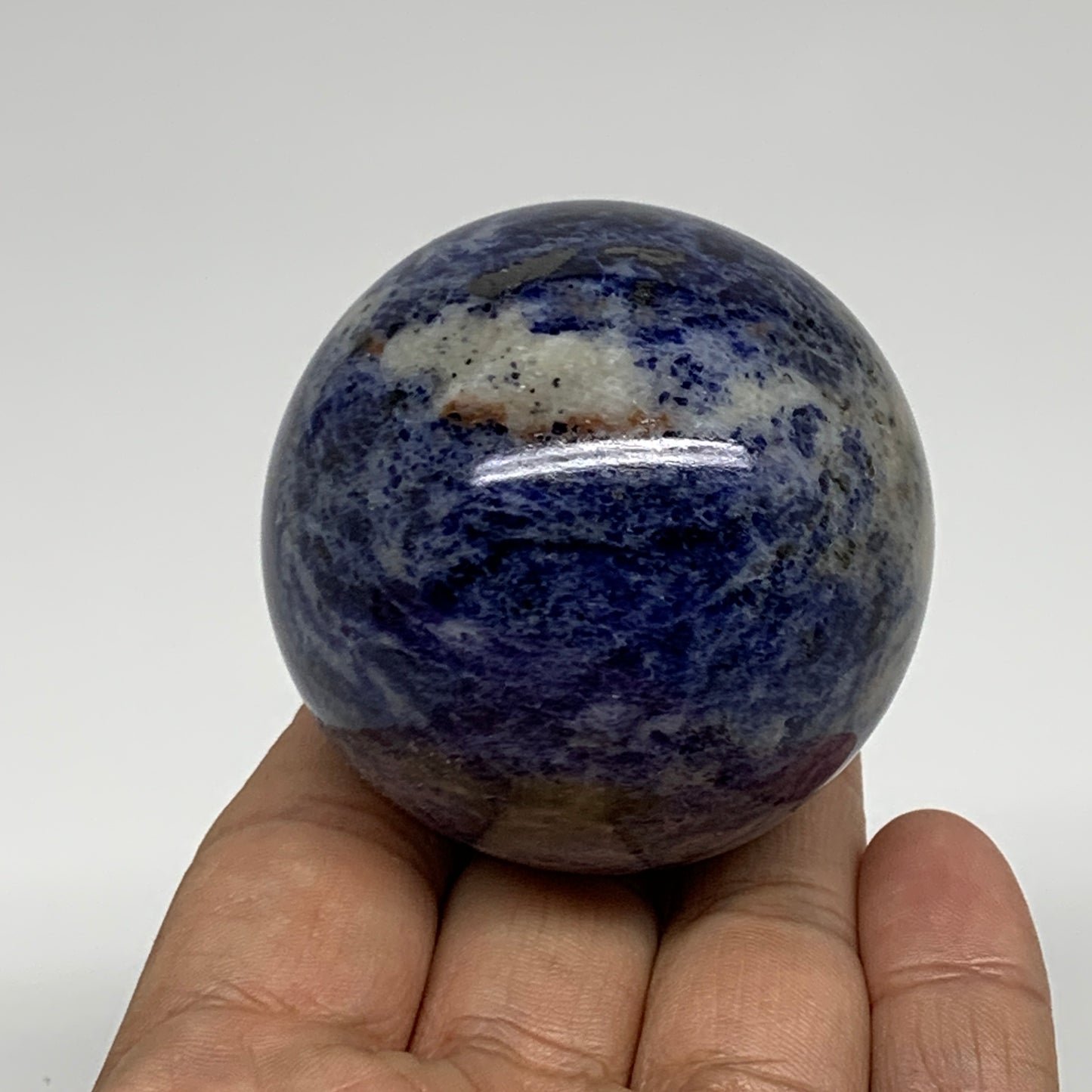 214.7g, 2.1"(53mm), Natural Sodalite Sphere Crystal Gemstone Ball @Brazil,B34441
