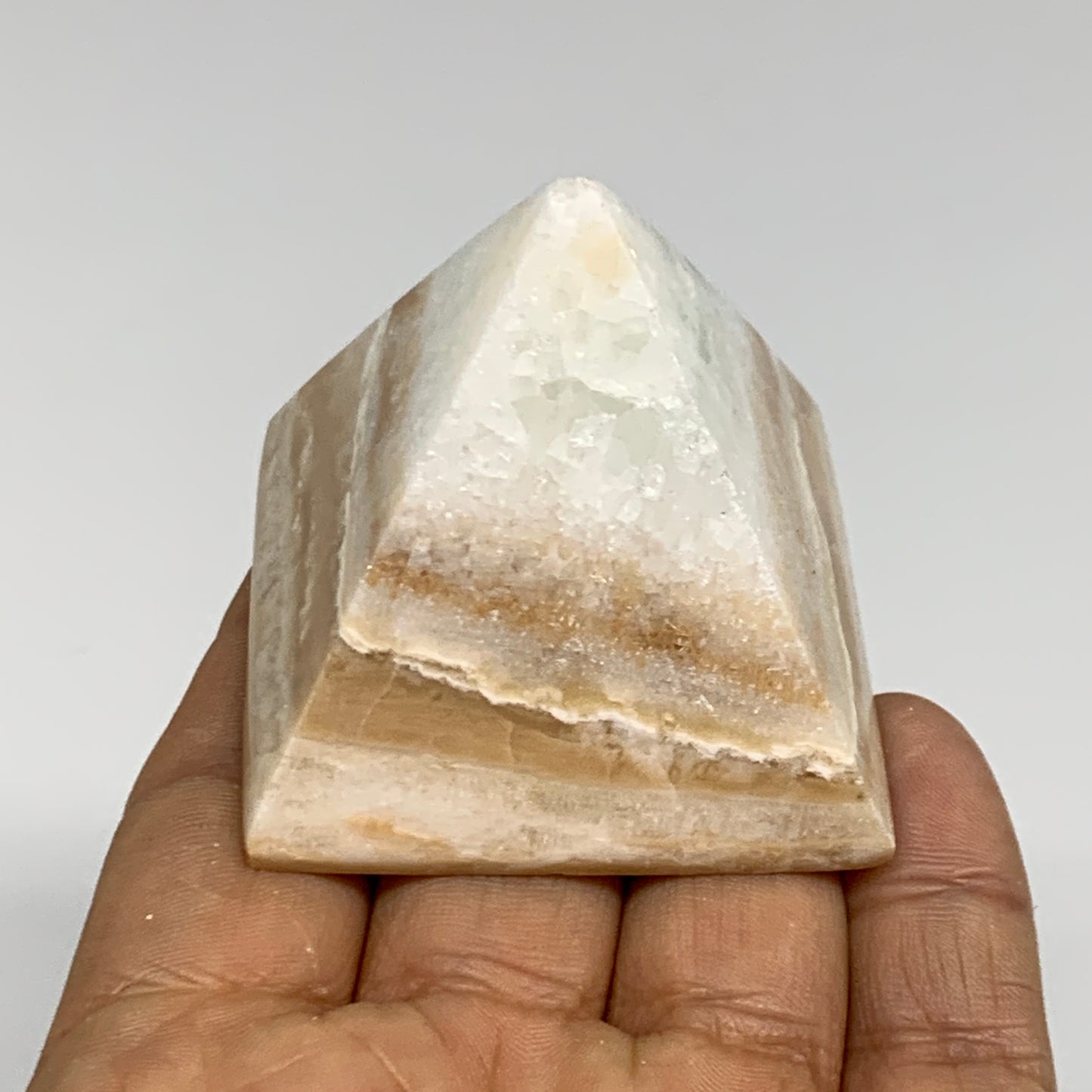 120.6g, 1.7"x1.9"x1.9", Caribbean Calcite Pyramid Gemstone, Crystal, B31797