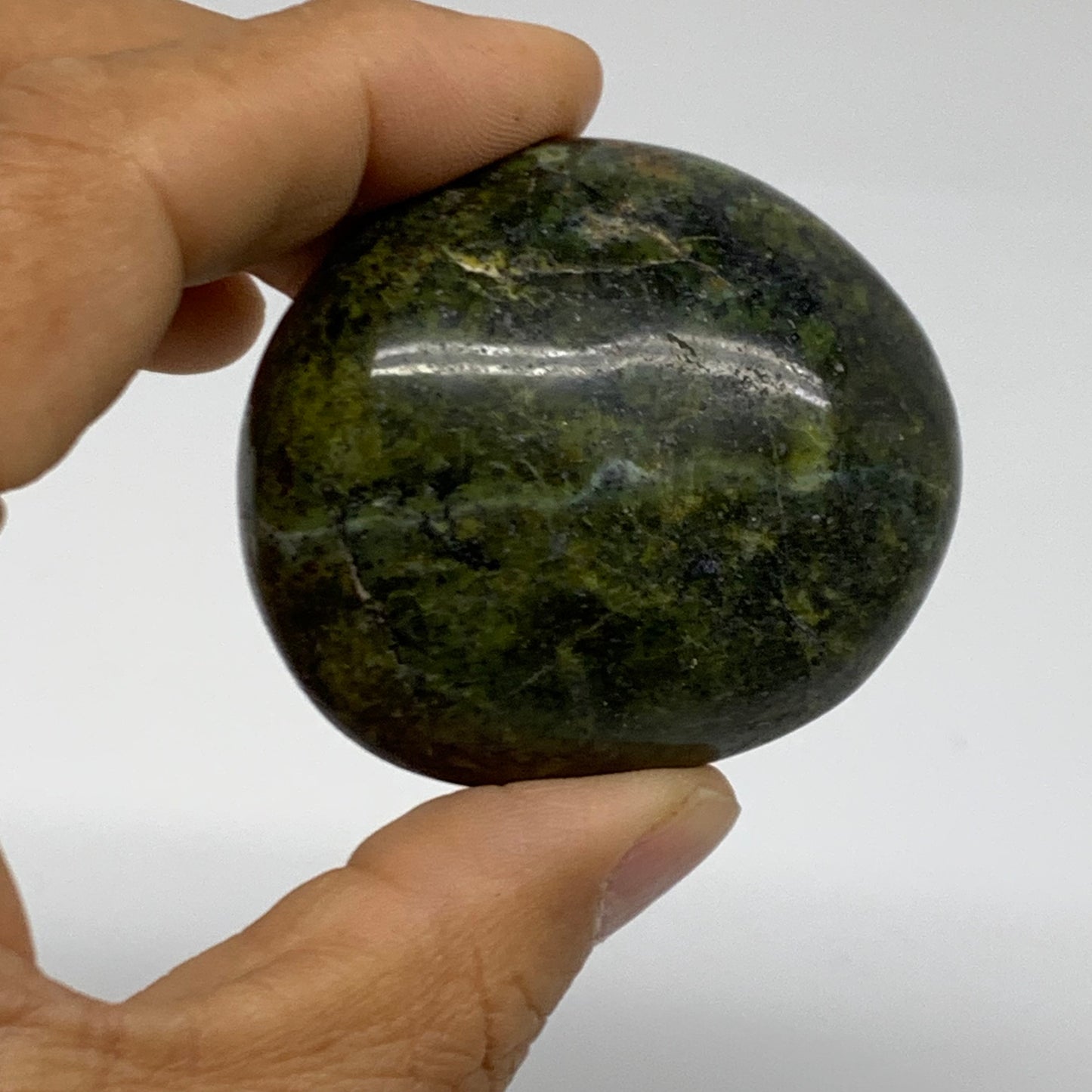 220g, 2.1"-2.3", 3pcs, Green Opal Crystal PalmStone Polished Reiki, B38320