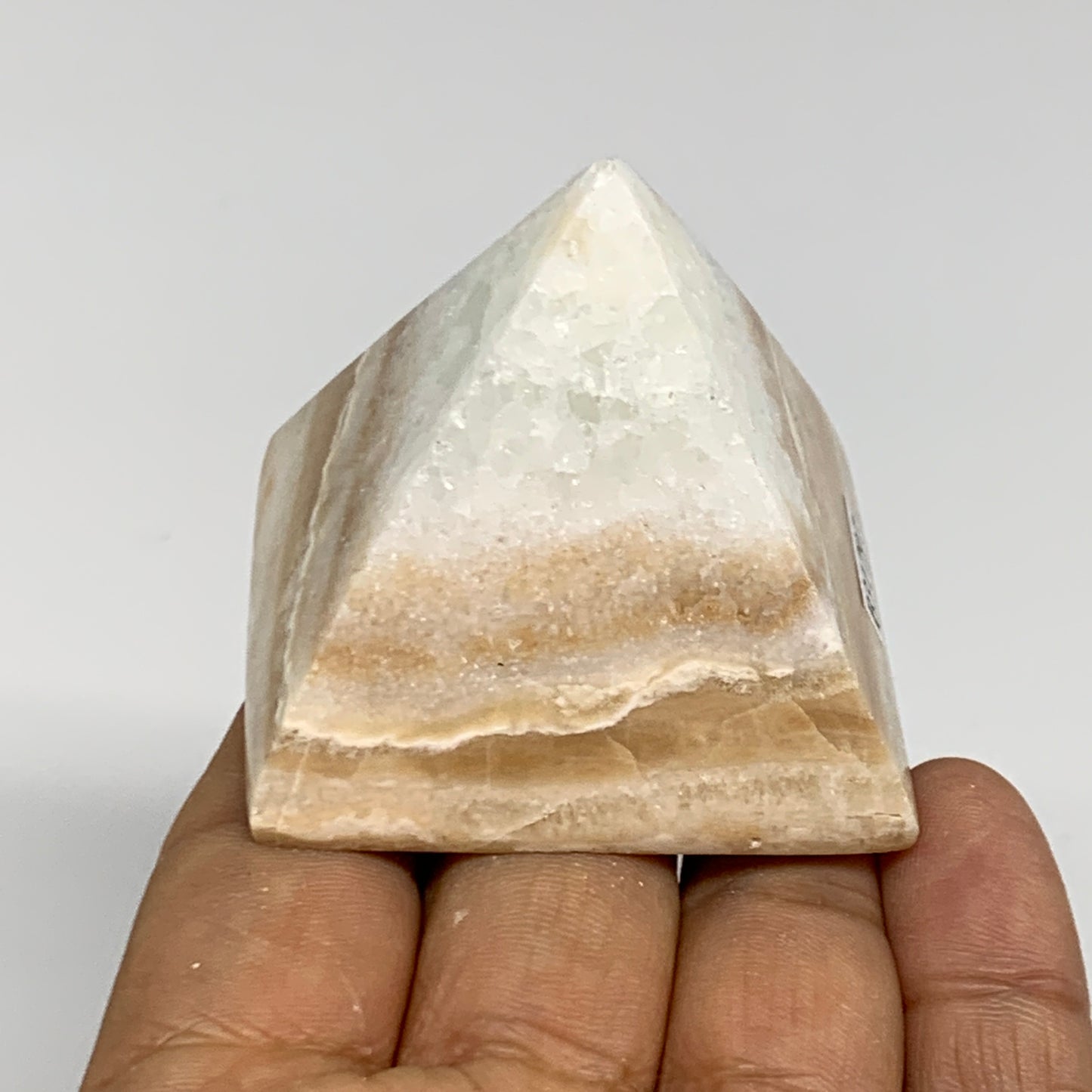 120.6g, 1.7"x1.9"x1.9", Caribbean Calcite Pyramid Gemstone, Crystal, B31797