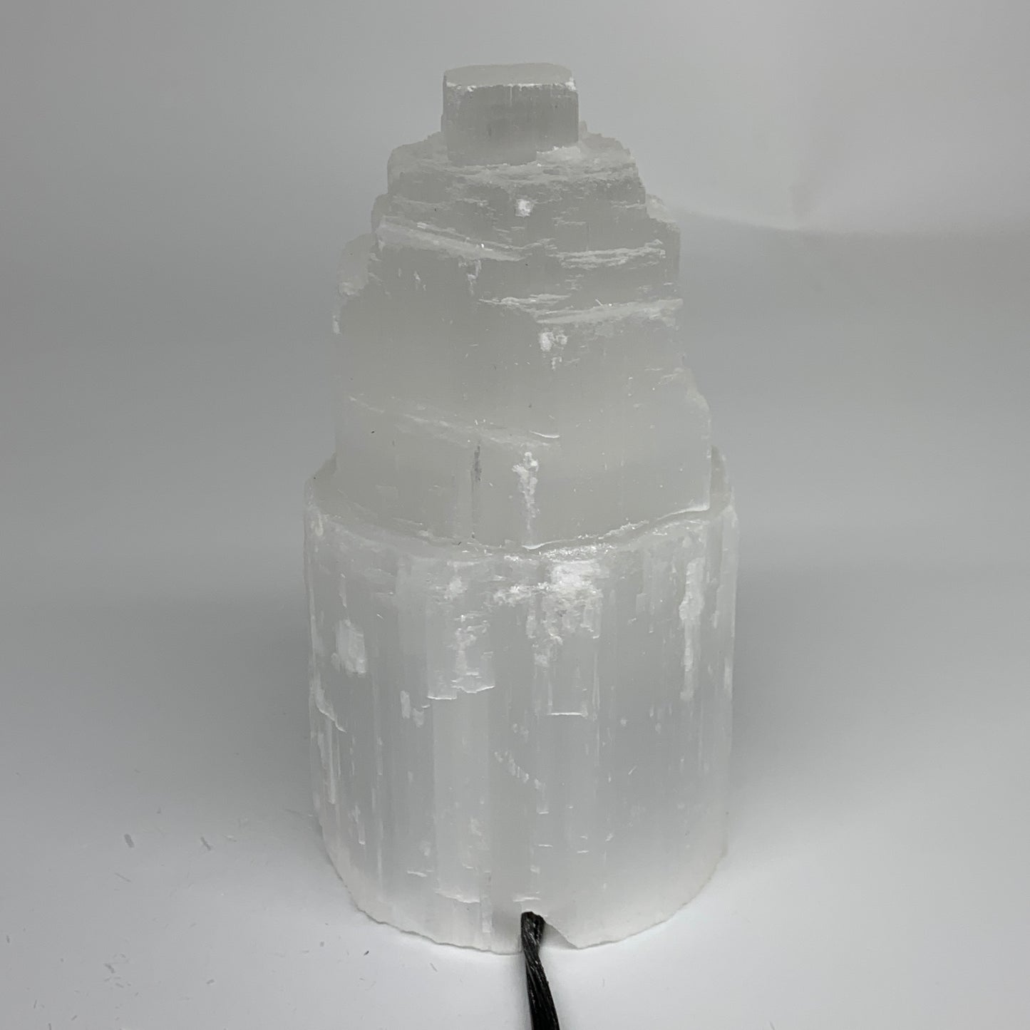 2.2 lbs, 6"x3.1", Raw Rough Selenite (Satin Spar) Lamp Tower, 6ft Chord, B35877