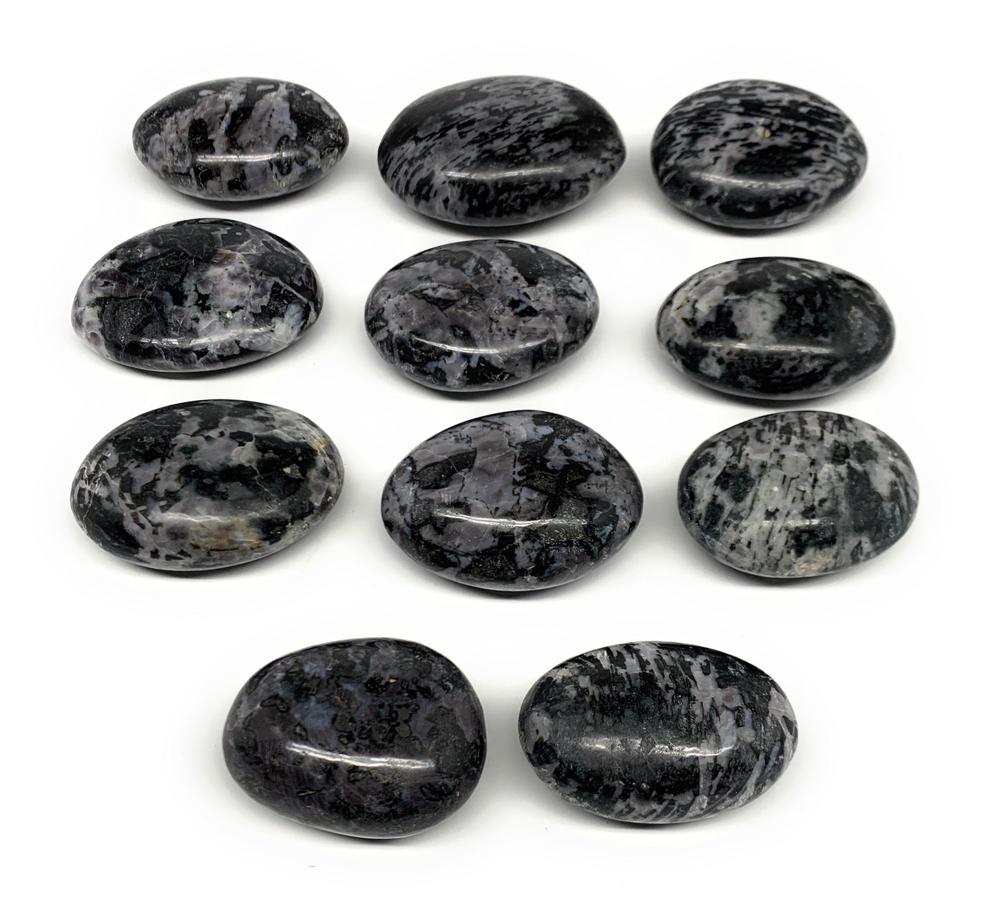 2.2 Lbs, 1.9"-2.6", 11pcs, Indigo Gabro Merlinite Palm-Stone Polished, B27243