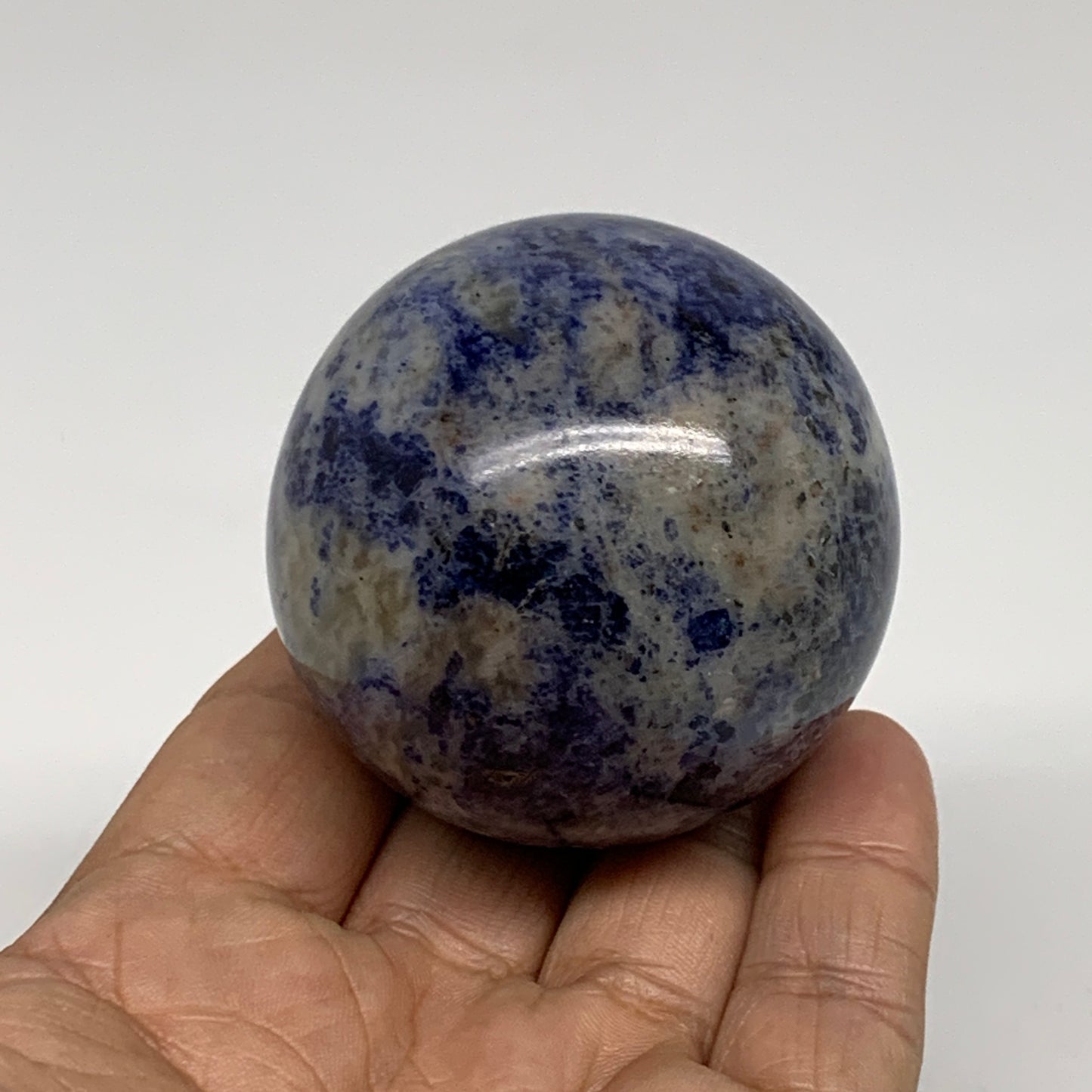 214.7g, 2.1"(53mm), Natural Sodalite Sphere Crystal Gemstone Ball @Brazil,B34441