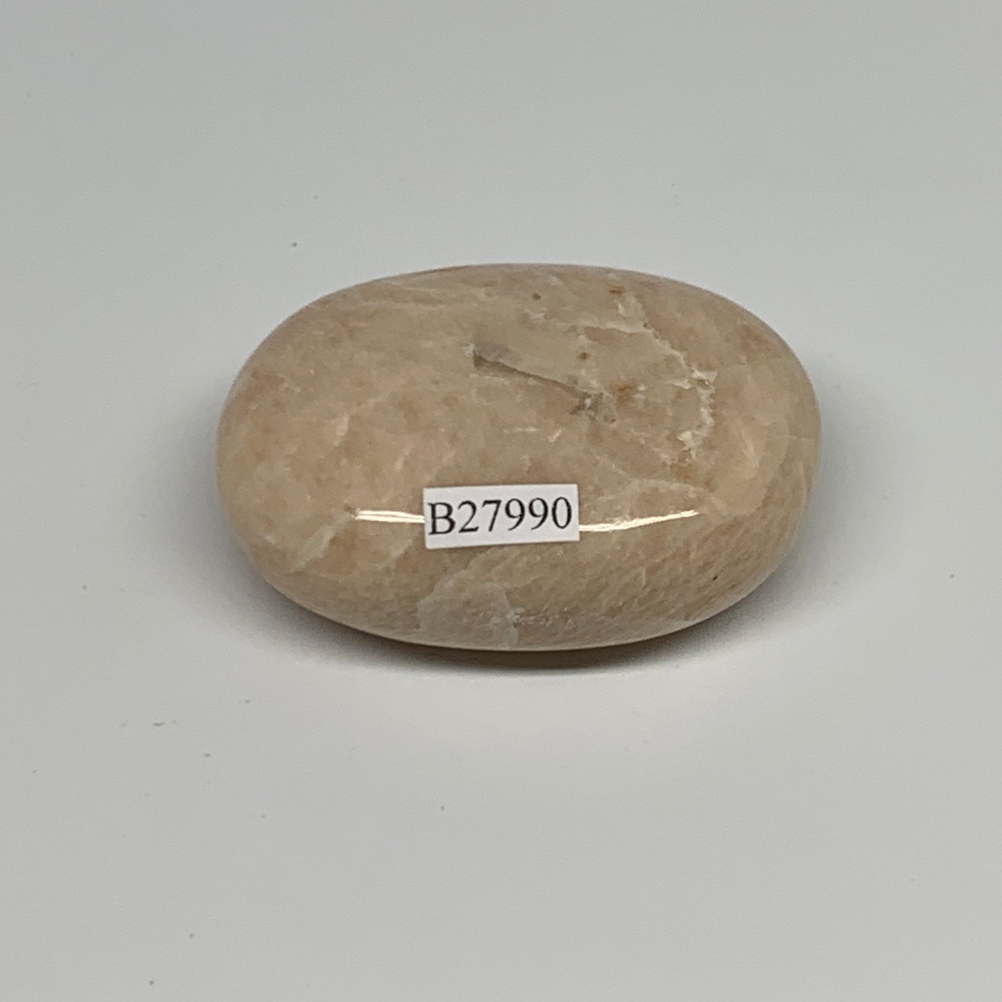 96.6g,2.3"x1.7"x0.9" Peach Moonstone Crystal Palm-Stone Polished Reiki, B27990