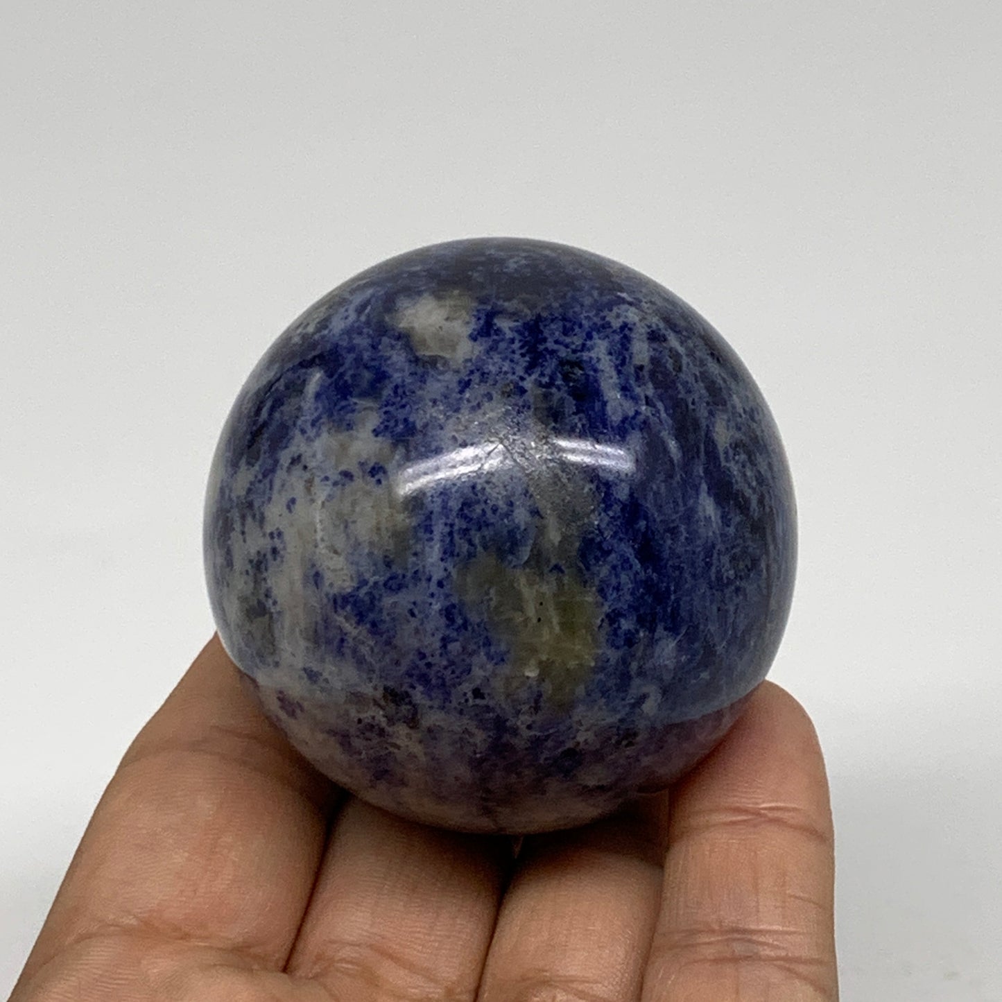 214.7g, 2.1"(53mm), Natural Sodalite Sphere Crystal Gemstone Ball @Brazil,B34441