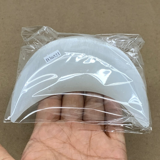 215g, 4.4"x2.2"x1", Selenite Crescent Moon Crystal (Satin Spar), B36521