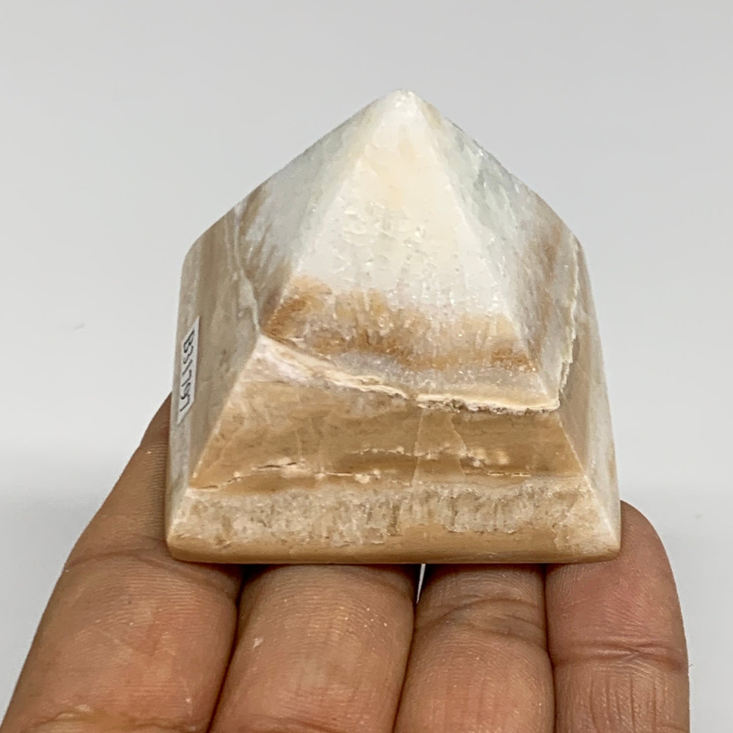 120.6g, 1.7"x1.9"x1.9", Caribbean Calcite Pyramid Gemstone, Crystal, B31797