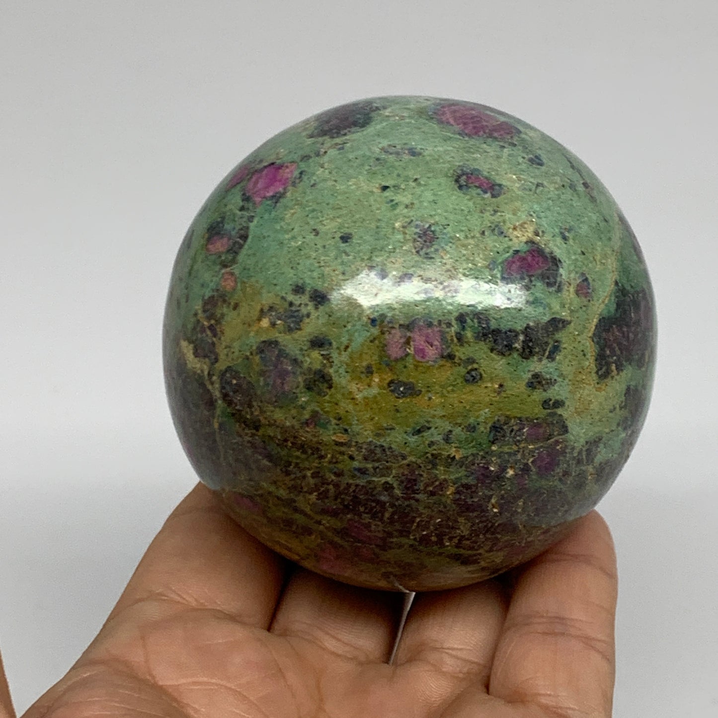 1.3 lbs, 2.8"(71mm), Zoisite with Ruby Sphere Sphere Ball Crystal, B25215