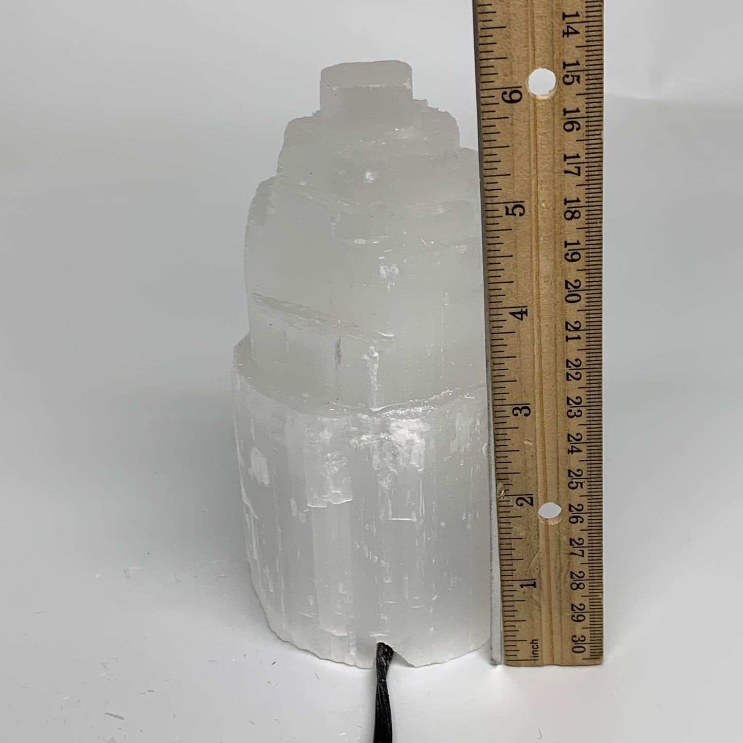 2.2 lbs, 6"x3.1", Raw Rough Selenite (Satin Spar) Lamp Tower, 6ft Chord, B35877