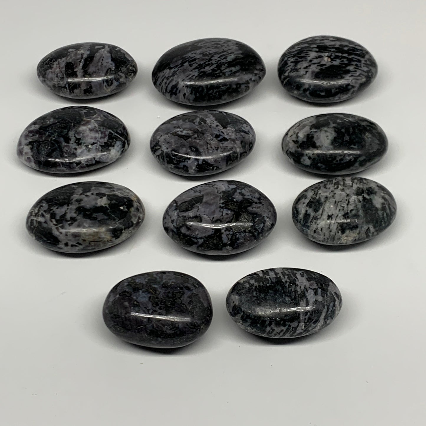 2.2 Lbs, 1.9"-2.6", 11pcs, Indigo Gabro Merlinite Palm-Stone Polished, B27243