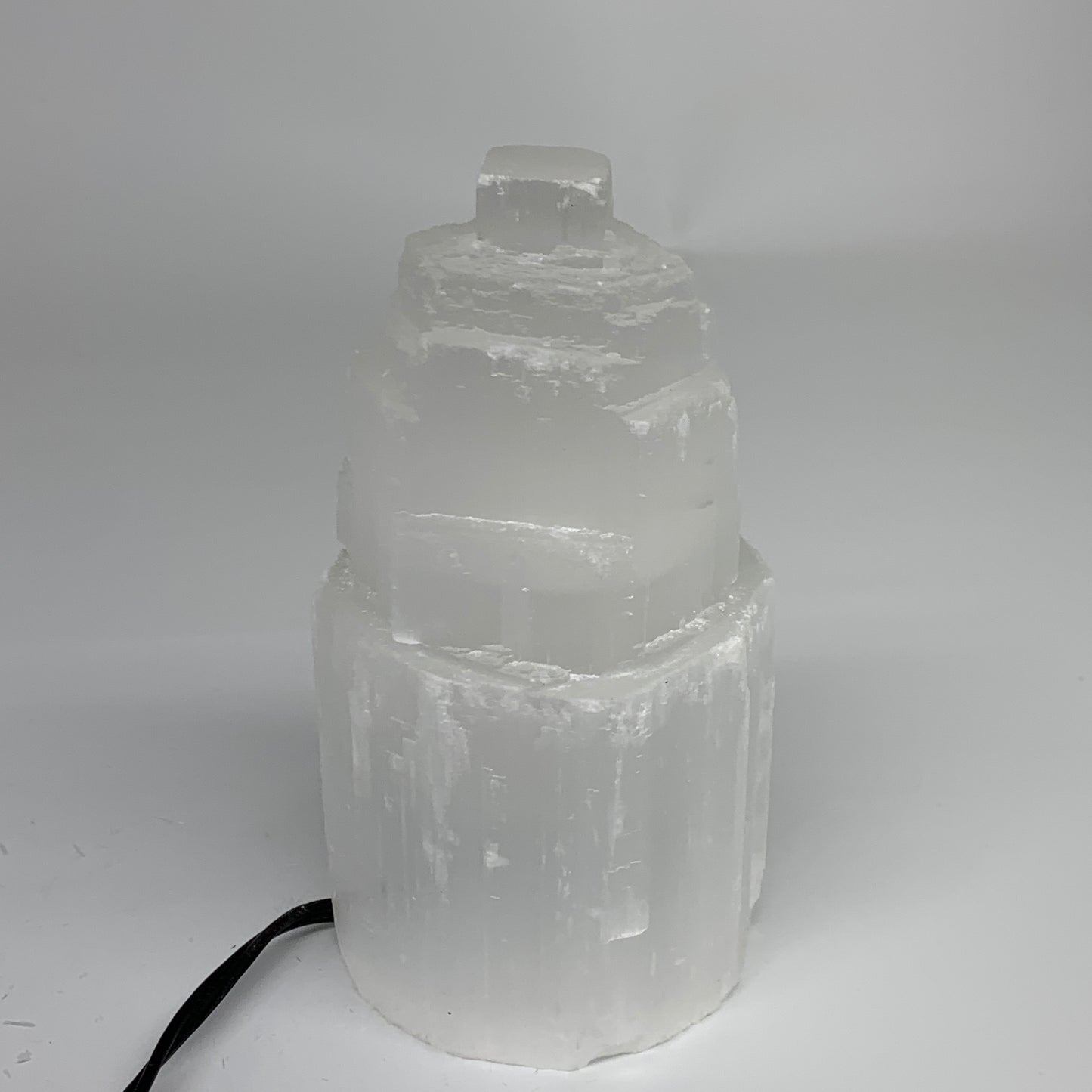 2.2 lbs, 6"x3.1", Raw Rough Selenite (Satin Spar) Lamp Tower, 6ft Chord, B35877