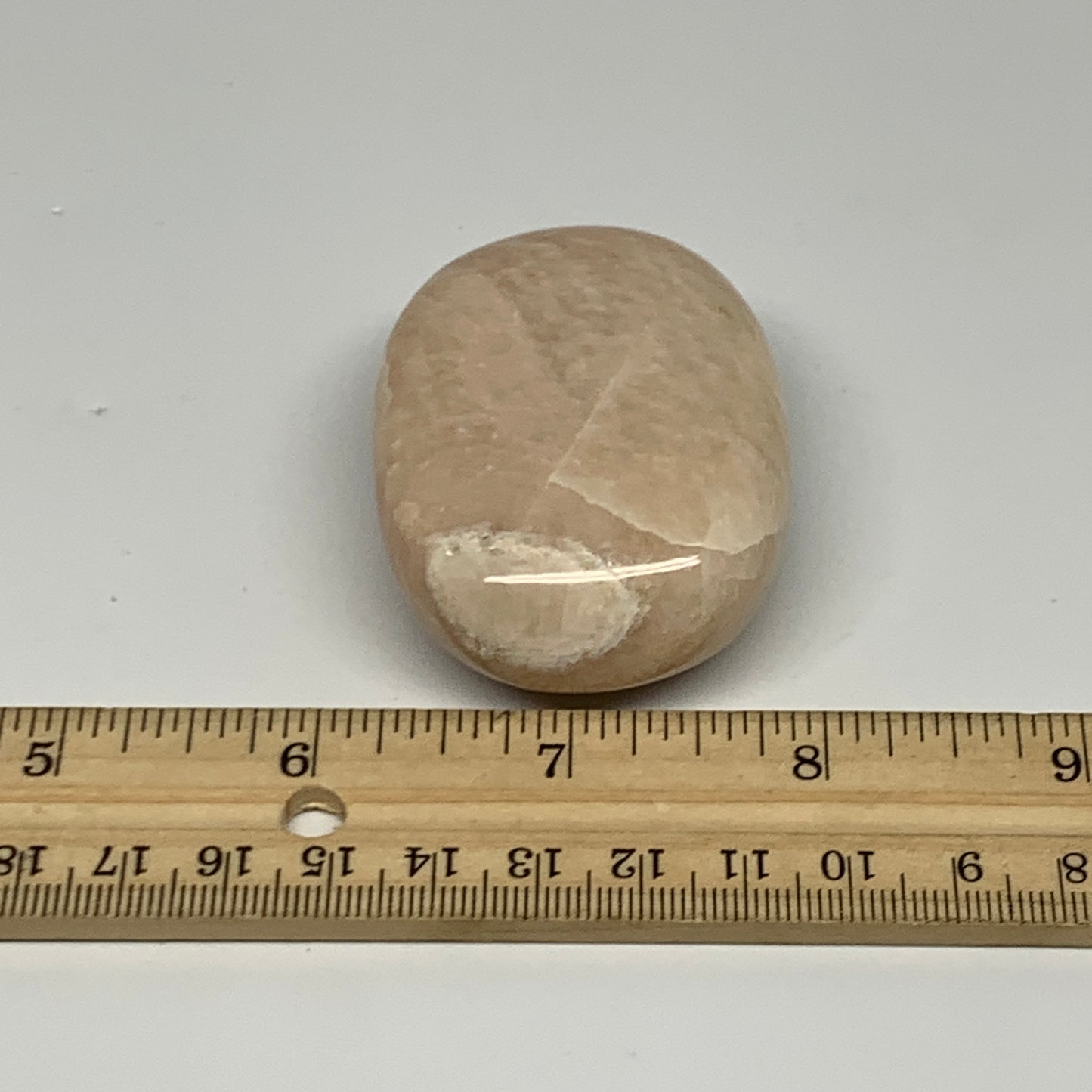 96.6g,2.3"x1.7"x0.9" Peach Moonstone Crystal Palm-Stone Polished Reiki, B27990