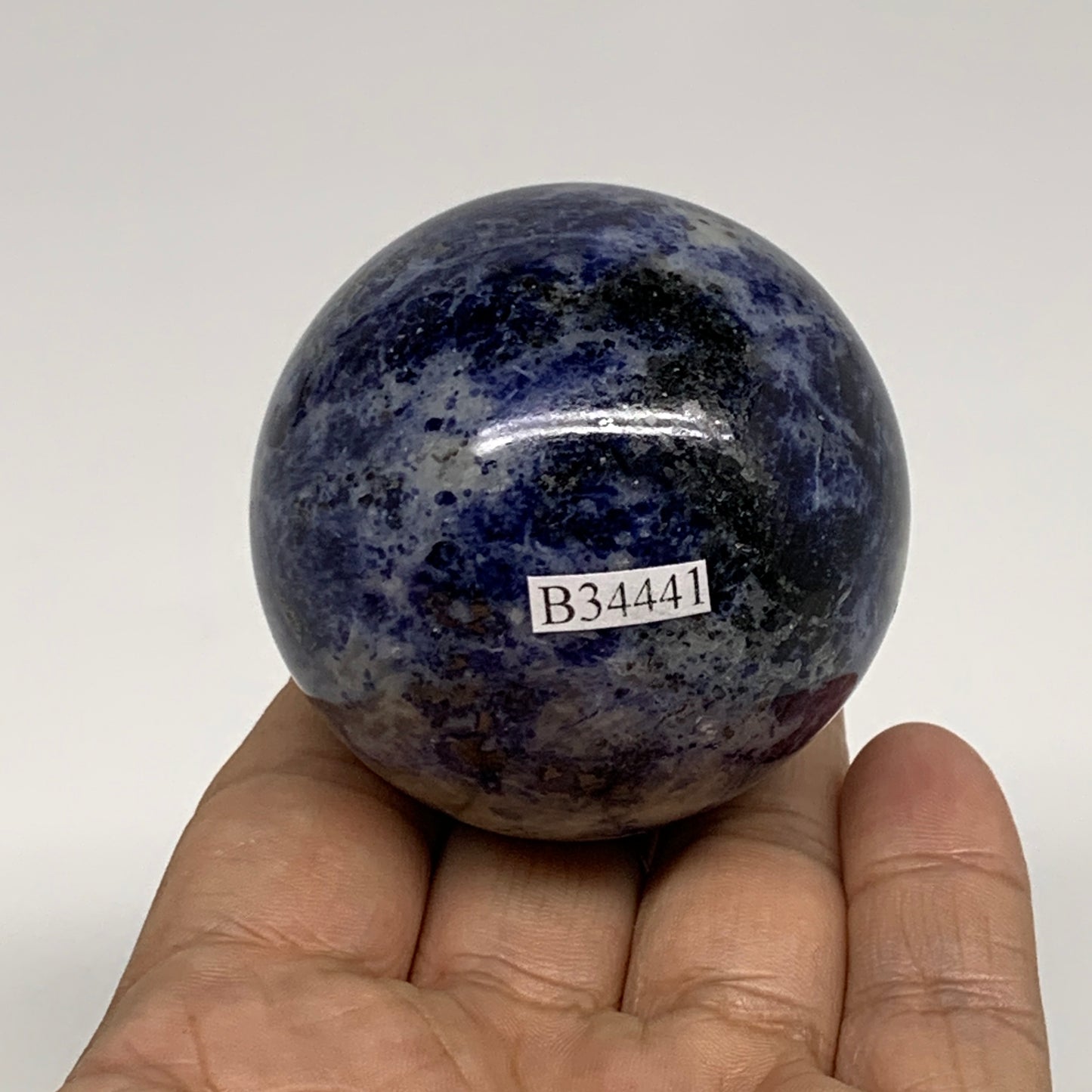 214.7g, 2.1"(53mm), Natural Sodalite Sphere Crystal Gemstone Ball @Brazil,B34441