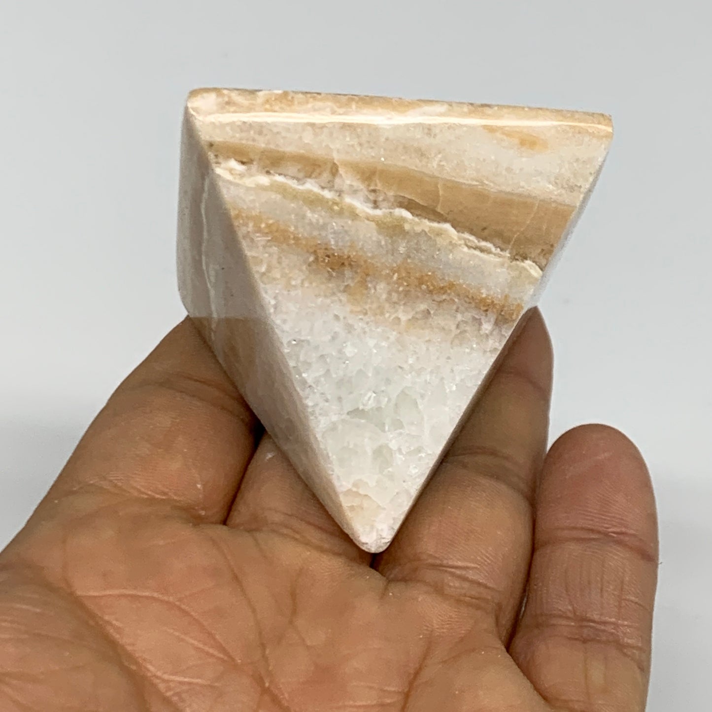 120.6g, 1.7"x1.9"x1.9", Caribbean Calcite Pyramid Gemstone, Crystal, B31797