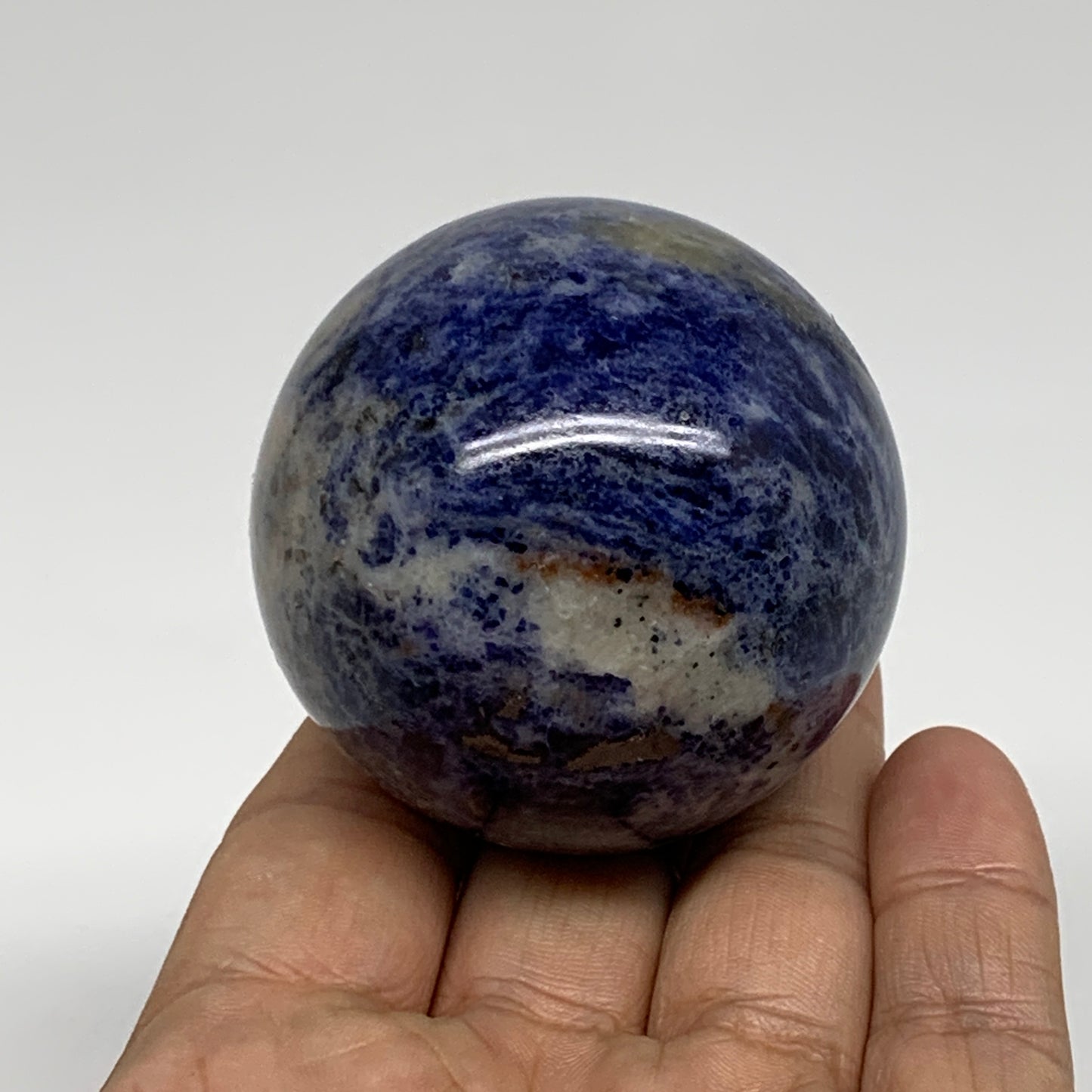 214.7g, 2.1"(53mm), Natural Sodalite Sphere Crystal Gemstone Ball @Brazil,B34441