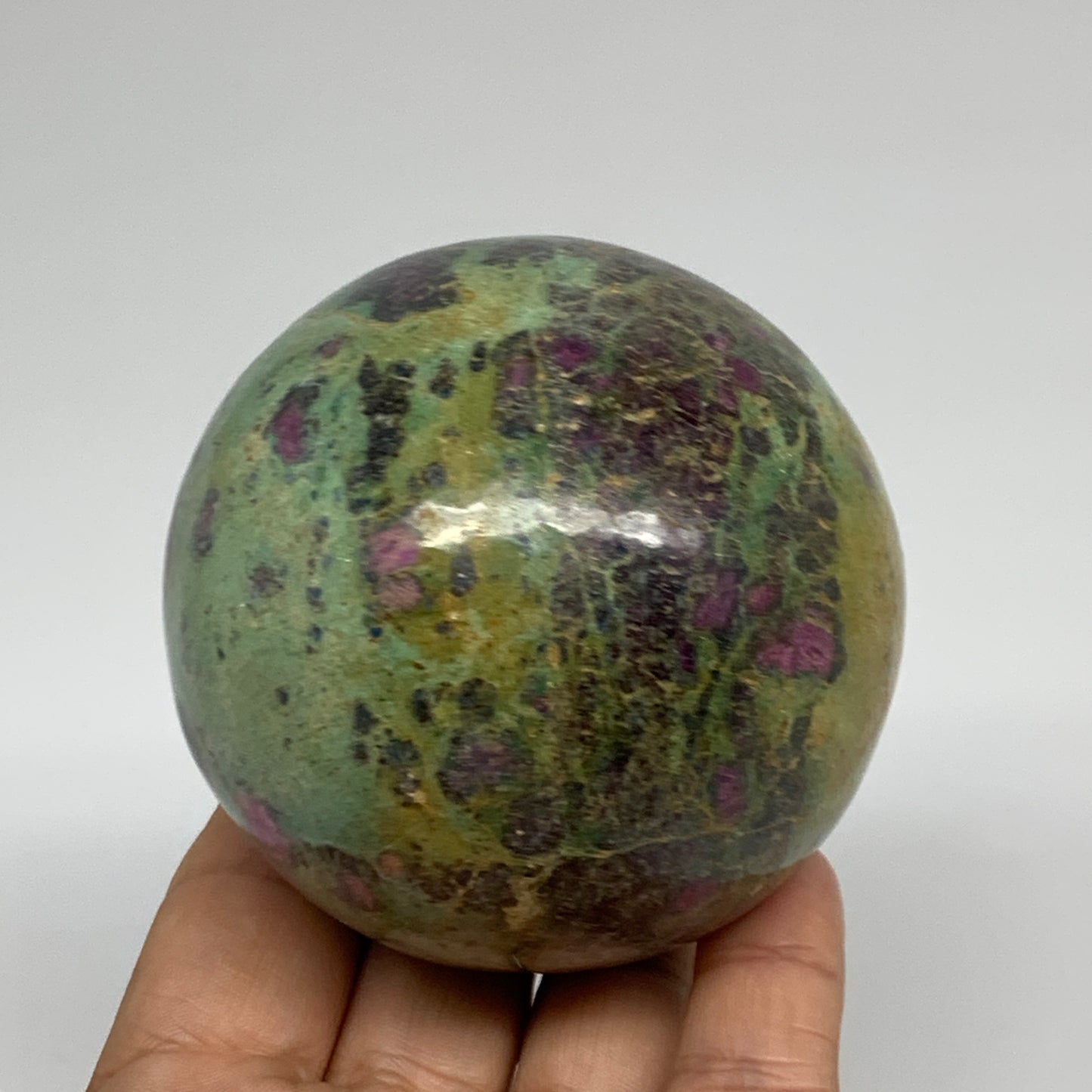 1.3 lbs, 2.8"(71mm), Zoisite with Ruby Sphere Sphere Ball Crystal, B25215