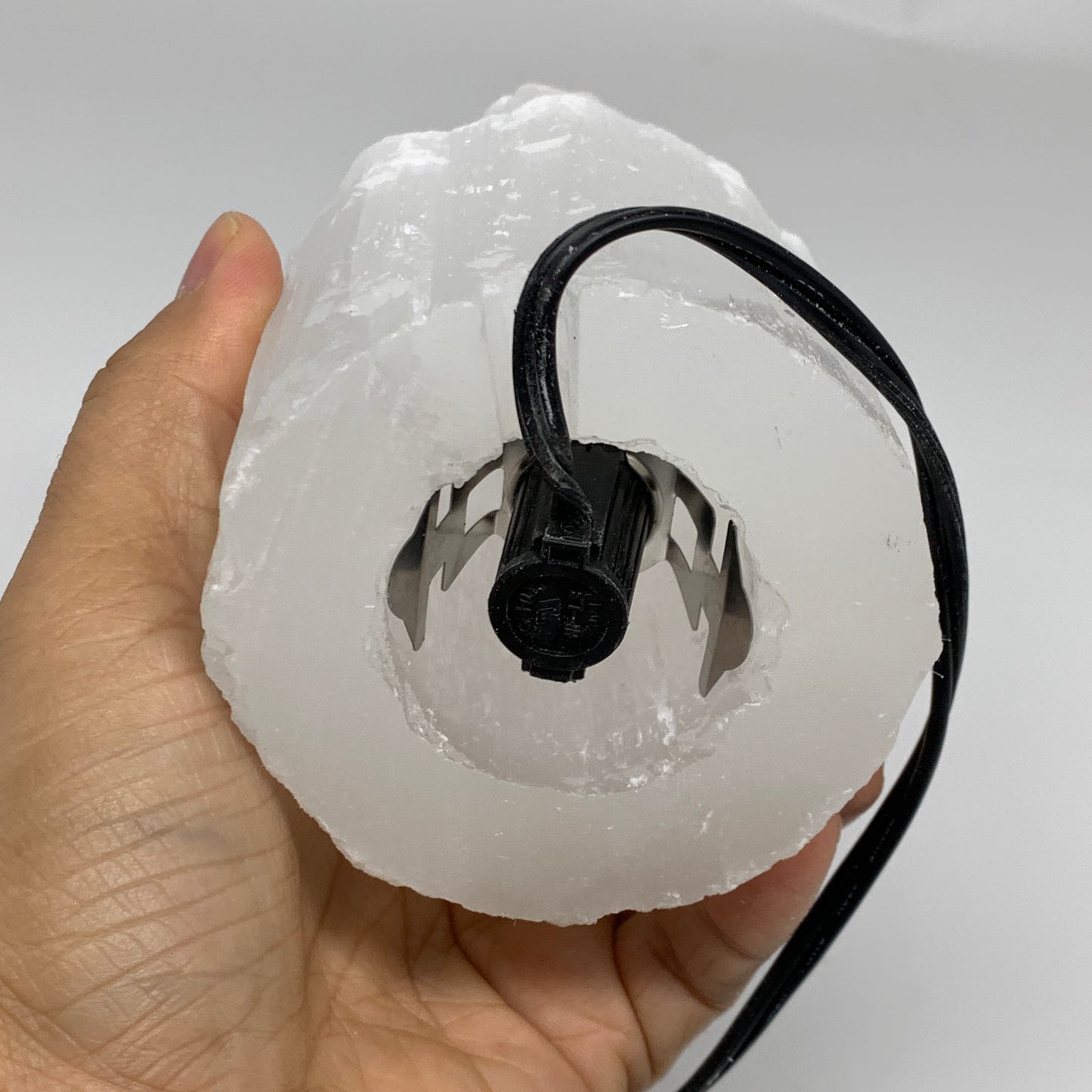 2.2 lbs, 6"x3.1", Raw Rough Selenite (Satin Spar) Lamp Tower, 6ft Chord, B35877