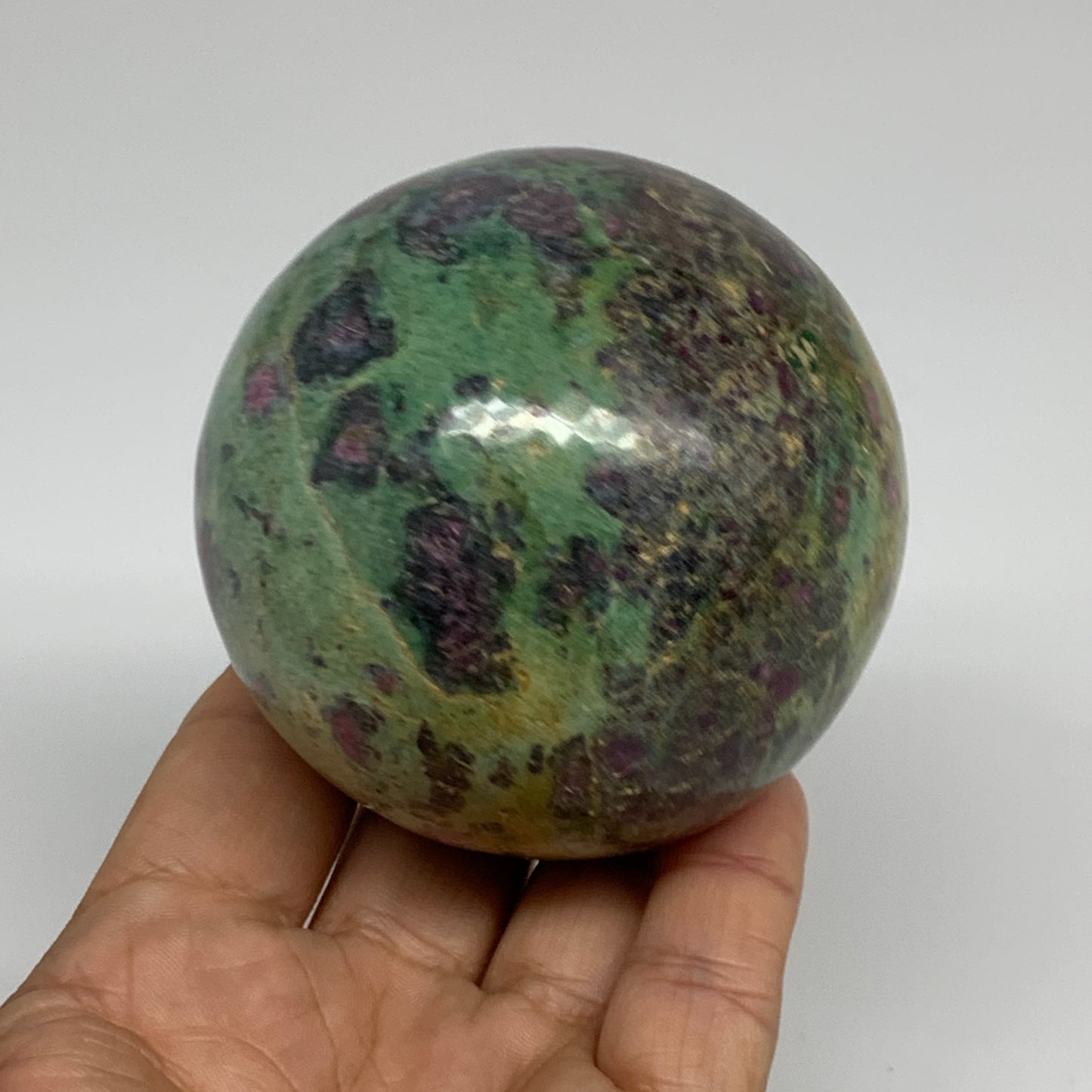 1.3 lbs, 2.8"(71mm), Zoisite with Ruby Sphere Sphere Ball Crystal, B25215