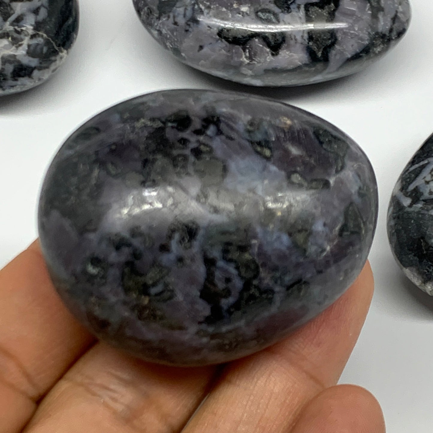 2.2 Lbs, 1.9"-2.6", 11pcs, Indigo Gabro Merlinite Palm-Stone Polished, B27243
