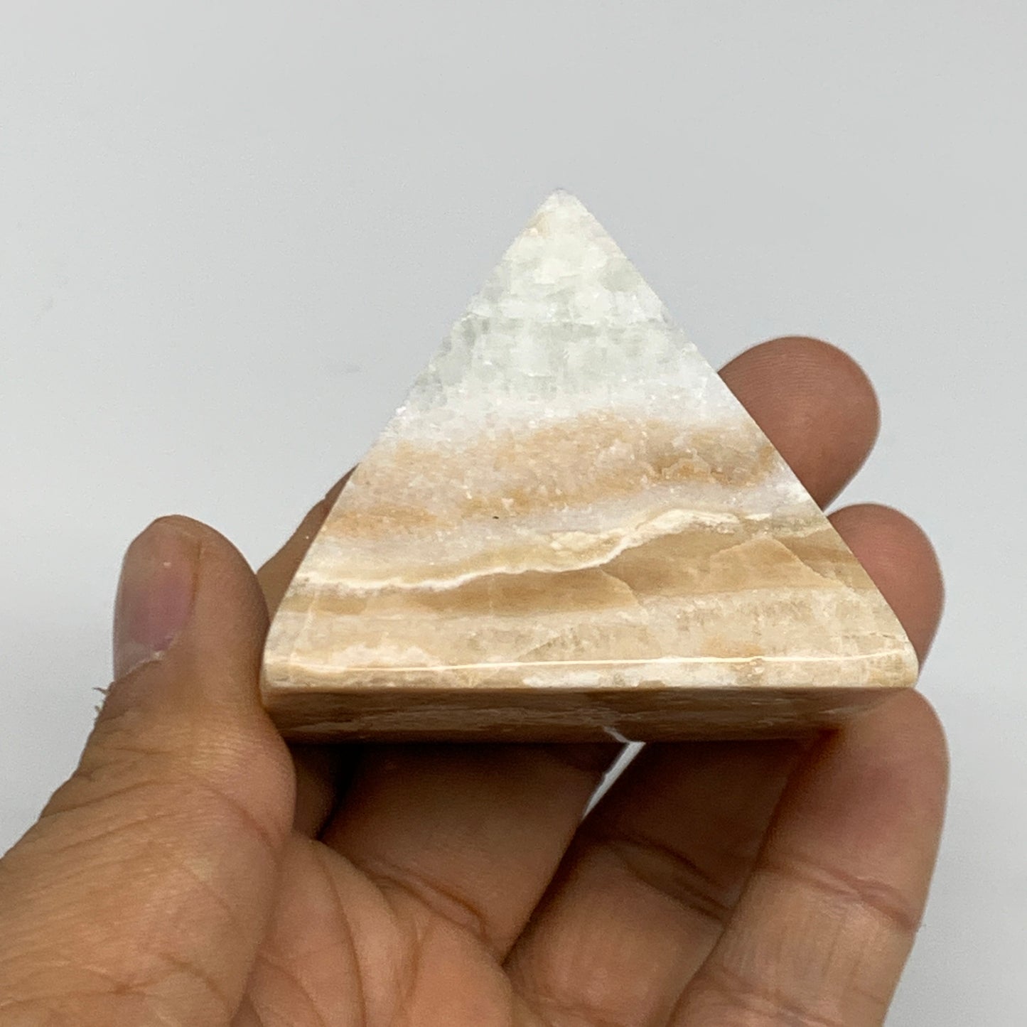 120.6g, 1.7"x1.9"x1.9", Caribbean Calcite Pyramid Gemstone, Crystal, B31797