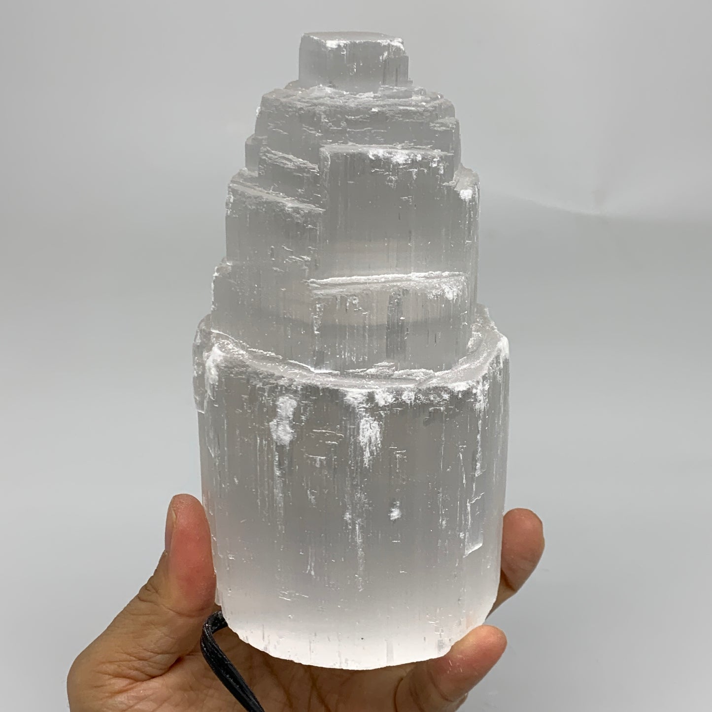 2.2 lbs, 6"x3.1", Raw Rough Selenite (Satin Spar) Lamp Tower, 6ft Chord, B35877