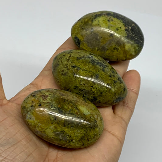 208.4g, 2.2"-2.2", 3pcs, Green Opal Crystal PalmStone Polished Reiki, B38321