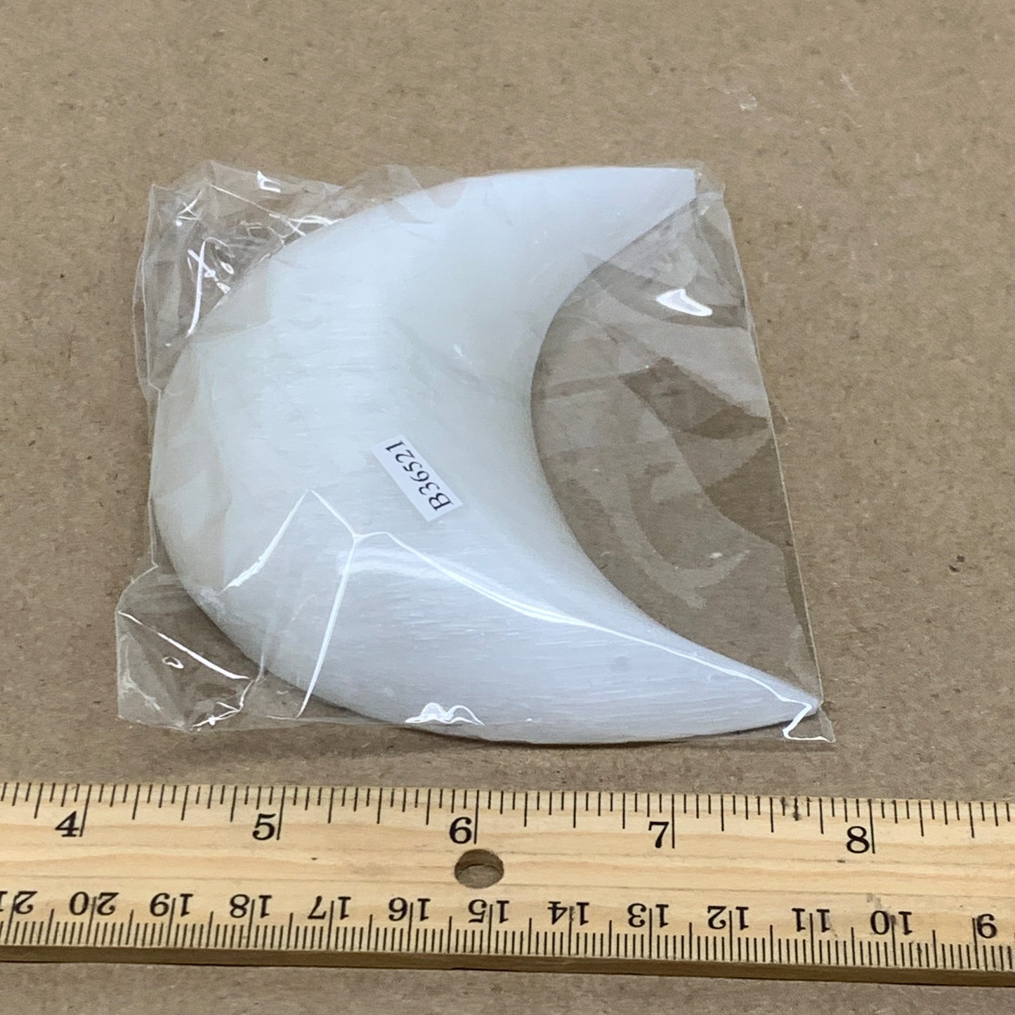 215g, 4.4"x2.2"x1", Selenite Crescent Moon Crystal (Satin Spar), B36521