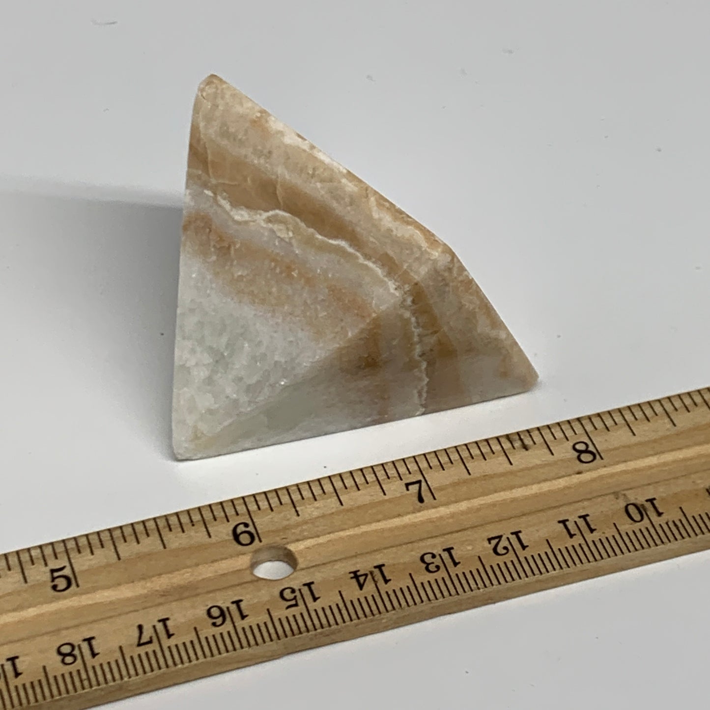 120.6g, 1.7"x1.9"x1.9", Caribbean Calcite Pyramid Gemstone, Crystal, B31797