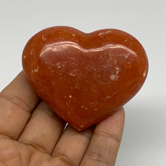 97.7g,2.1"x2.6"x0.9" Orange Calcite Heart Gemstones from Madagascar, B33802