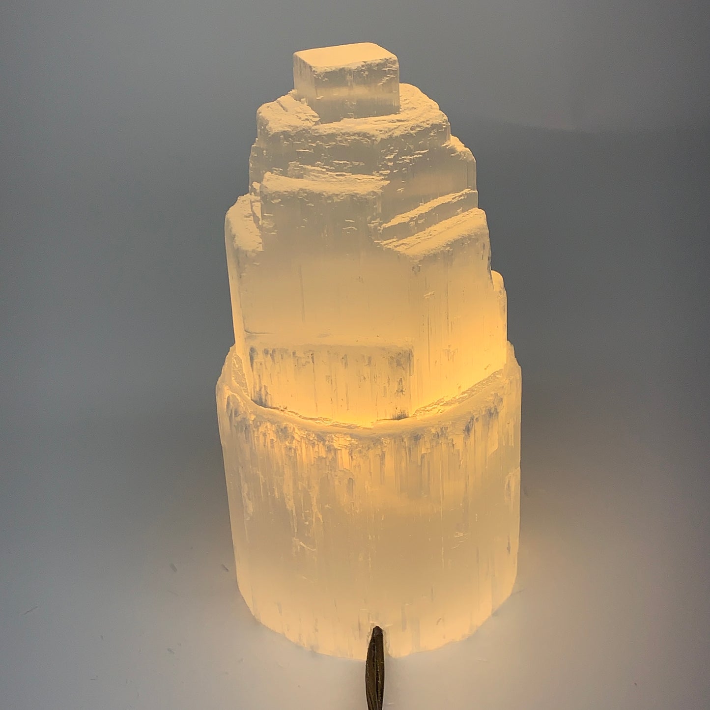 2.2 lbs, 6"x3.2", Raw Rough Selenite (Satin Spar) Lamp Tower, 6ft Chord, B35878