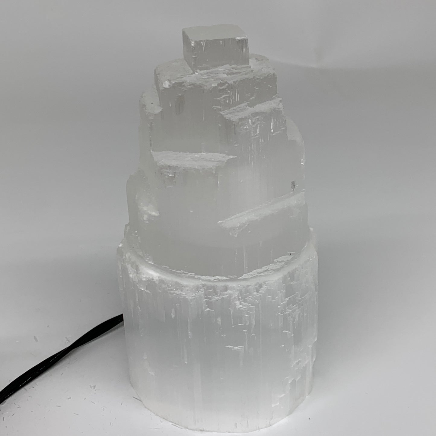 2.2 lbs, 6"x3.2", Raw Rough Selenite (Satin Spar) Lamp Tower, 6ft Chord, B35878