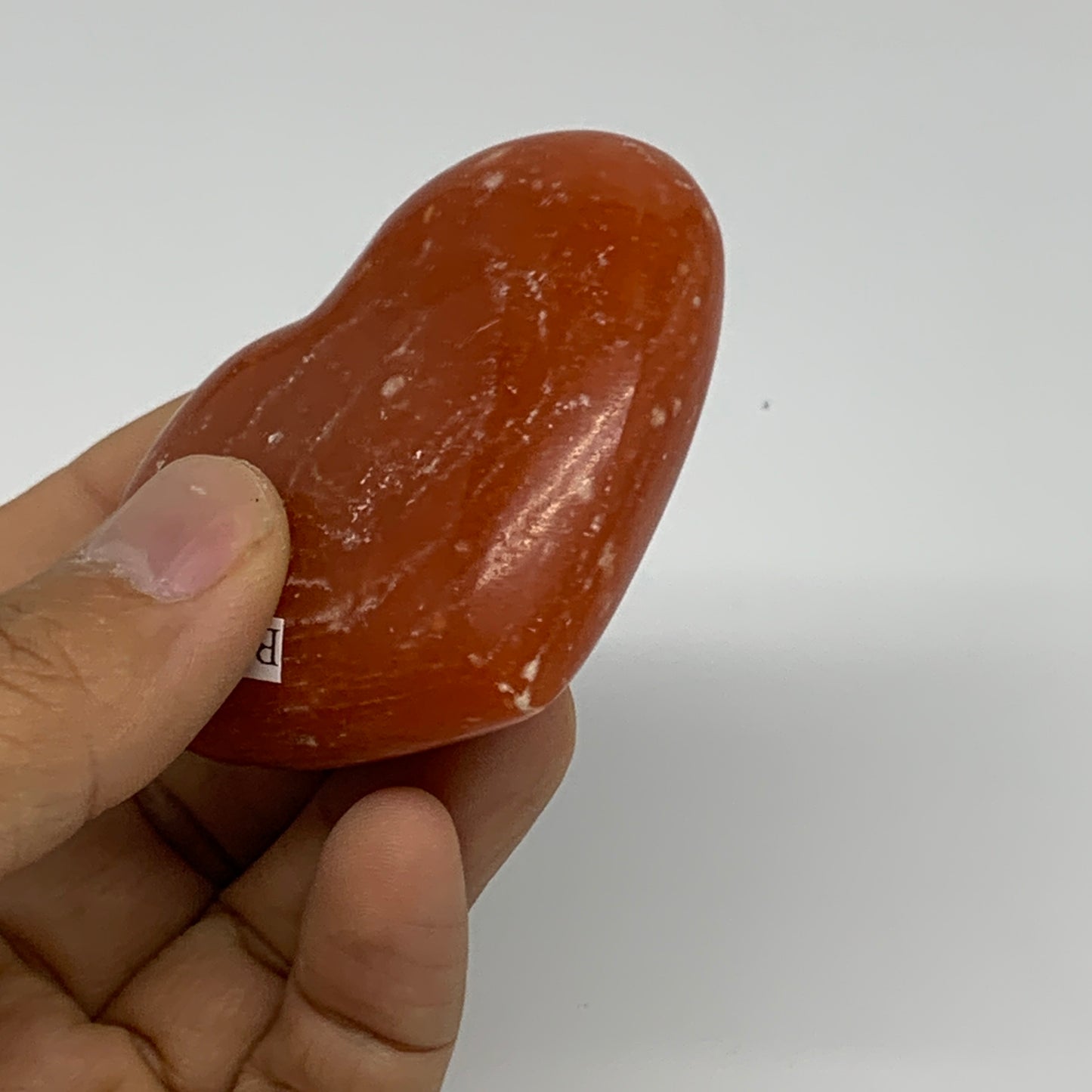 97.7g,2.1"x2.6"x0.9" Orange Calcite Heart Gemstones from Madagascar, B33802