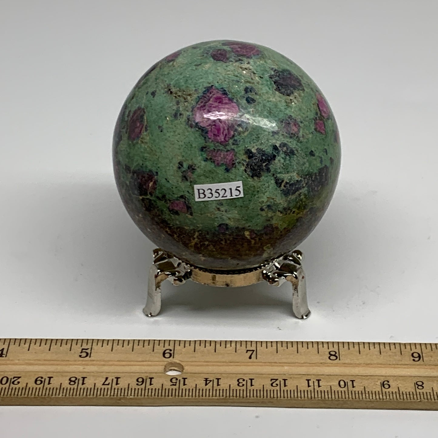 1.3 lbs, 2.8"(71mm), Zoisite with Ruby Sphere Sphere Ball Crystal, B25215