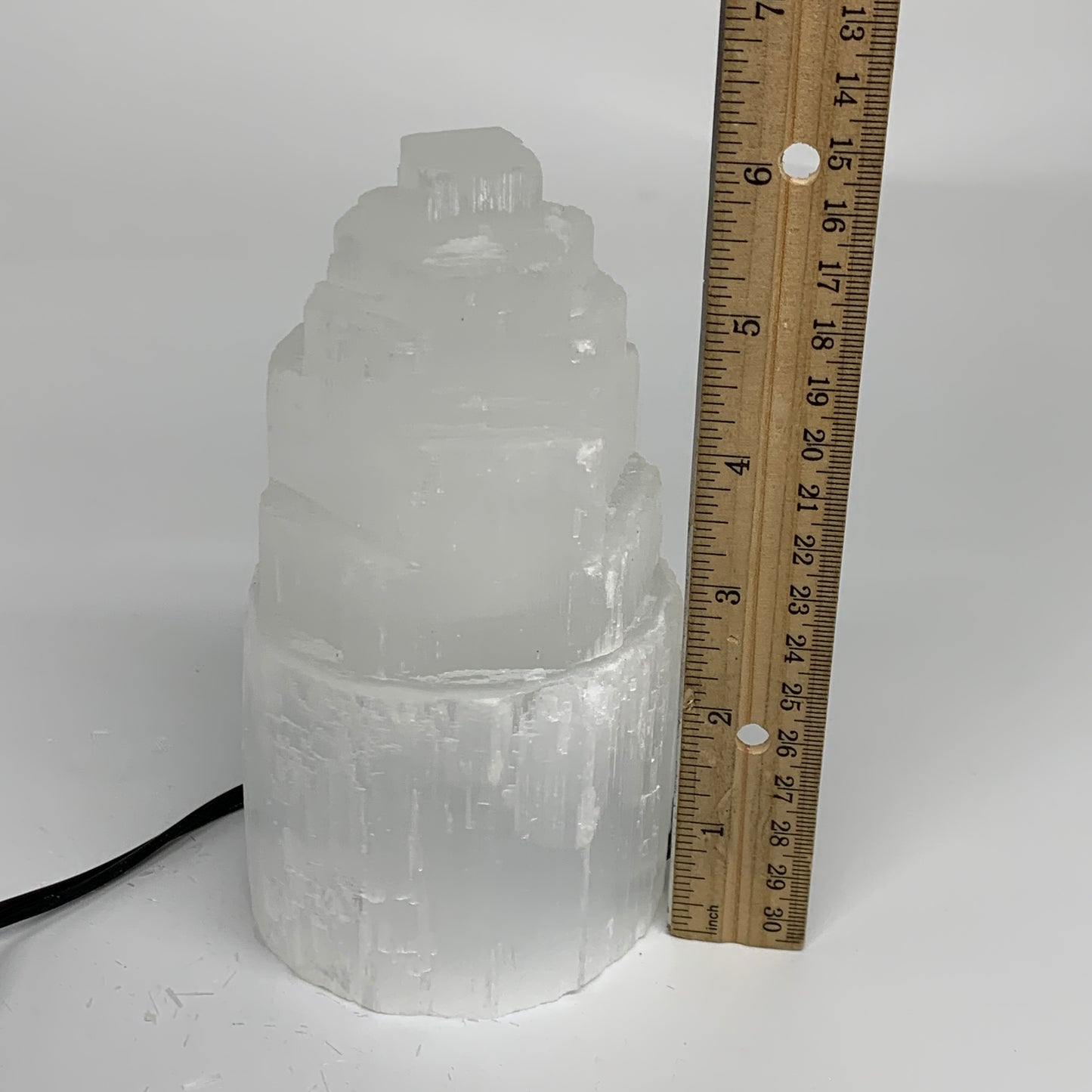 2.2 lbs, 6"x3.2", Raw Rough Selenite (Satin Spar) Lamp Tower, 6ft Chord, B35878