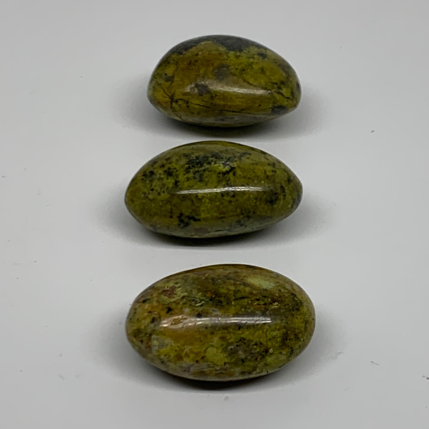 208.4g, 2.2"-2.2", 3pcs, Green Opal Crystal PalmStone Polished Reiki, B38321
