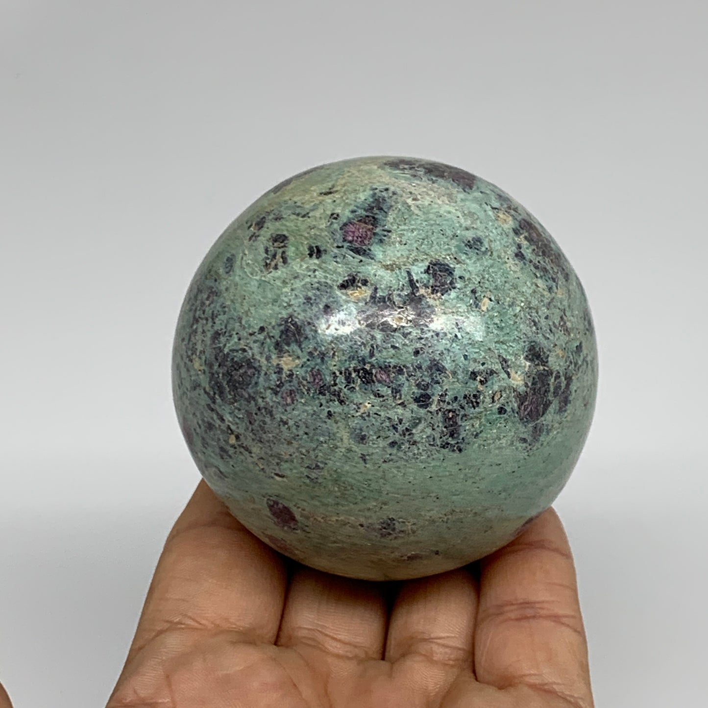 0.98 lbs, 2.6"(65mm), Zoisite with Ruby Sphere Sphere Ball Crystal, B25216