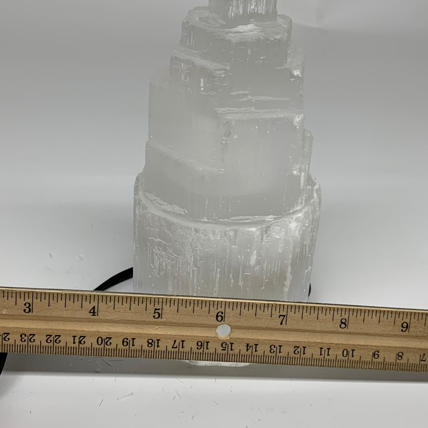 2.2 lbs, 6"x3.2", Raw Rough Selenite (Satin Spar) Lamp Tower, 6ft Chord, B35878