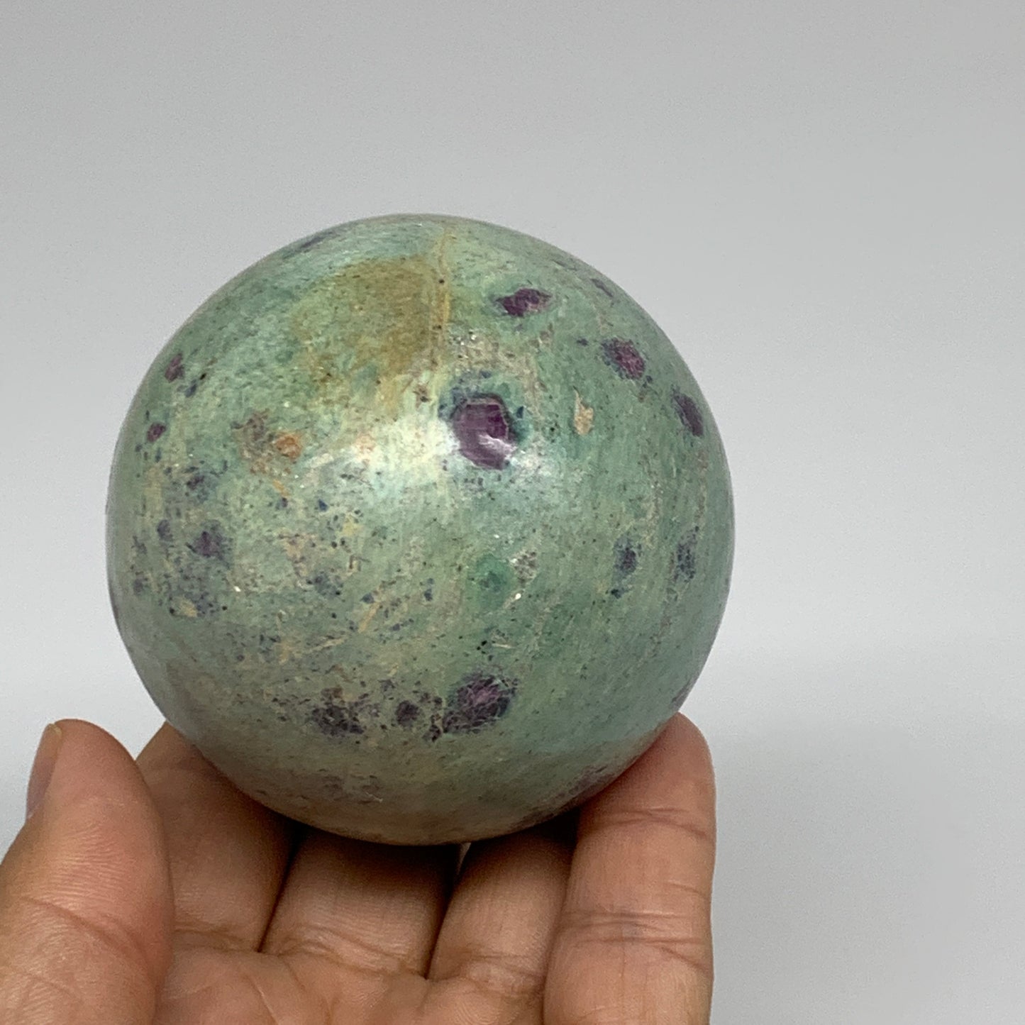 0.98 lbs, 2.6"(65mm), Zoisite with Ruby Sphere Sphere Ball Crystal, B25216