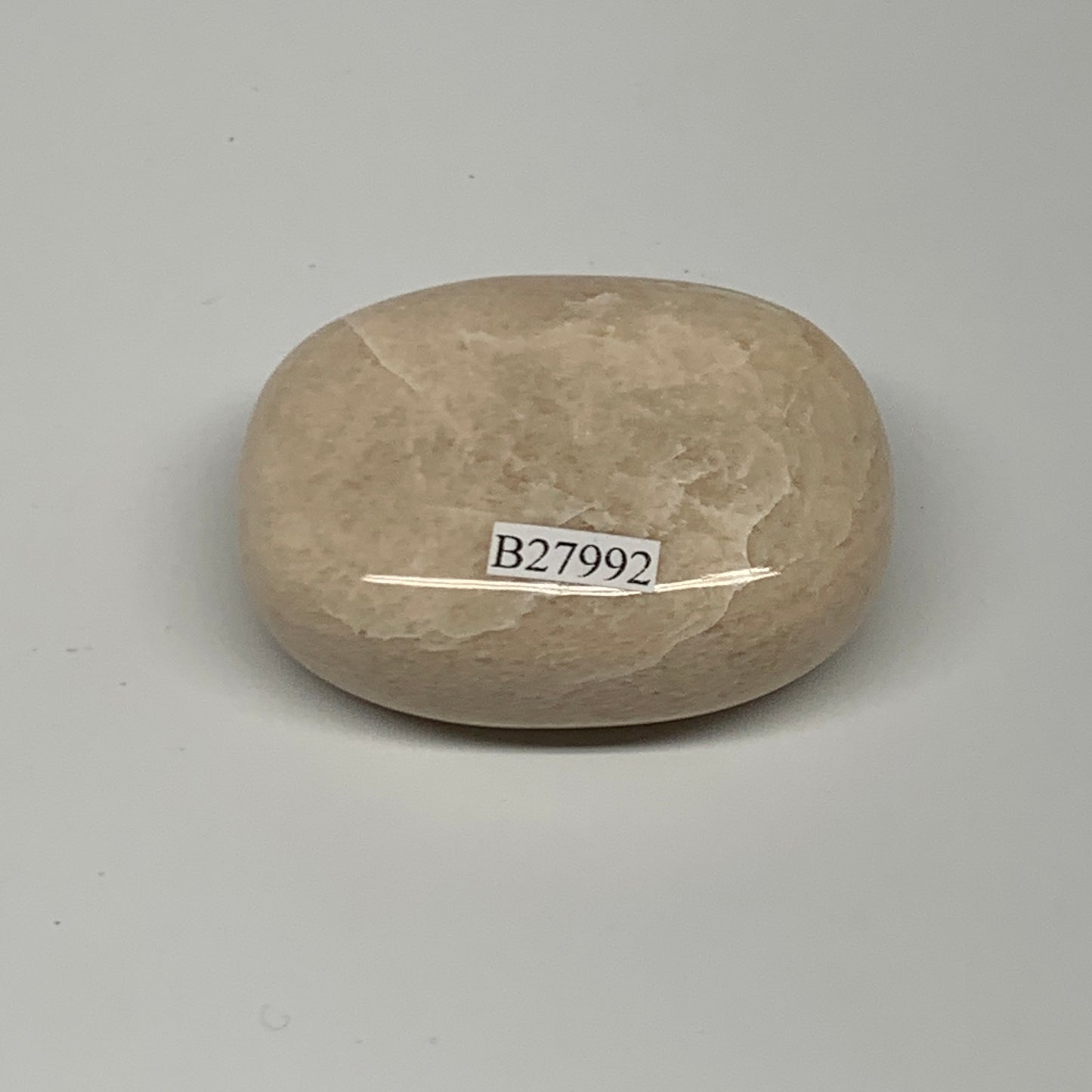 100.3g,2.2"x1.7"x0.9" Peach Moonstone Crystal Palm-Stone Polished Reiki, B27992