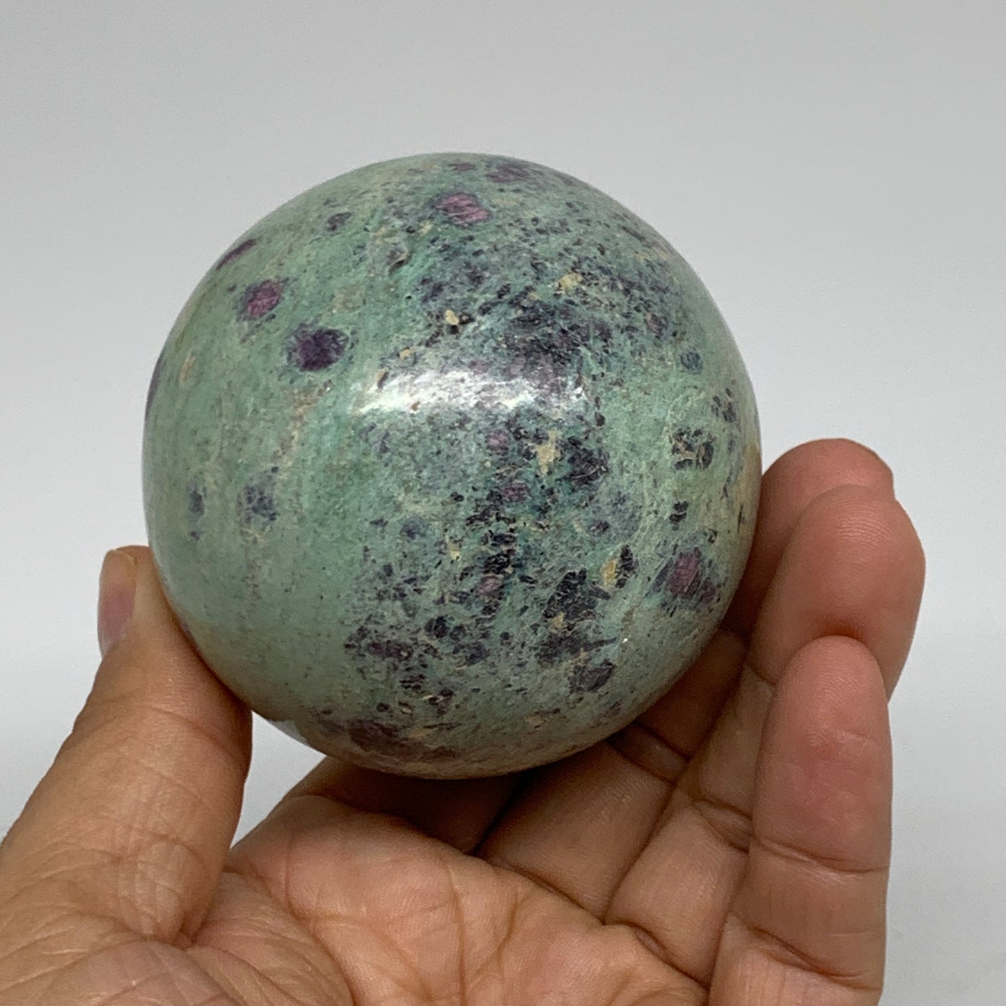 0.98 lbs, 2.6"(65mm), Zoisite with Ruby Sphere Sphere Ball Crystal, B25216
