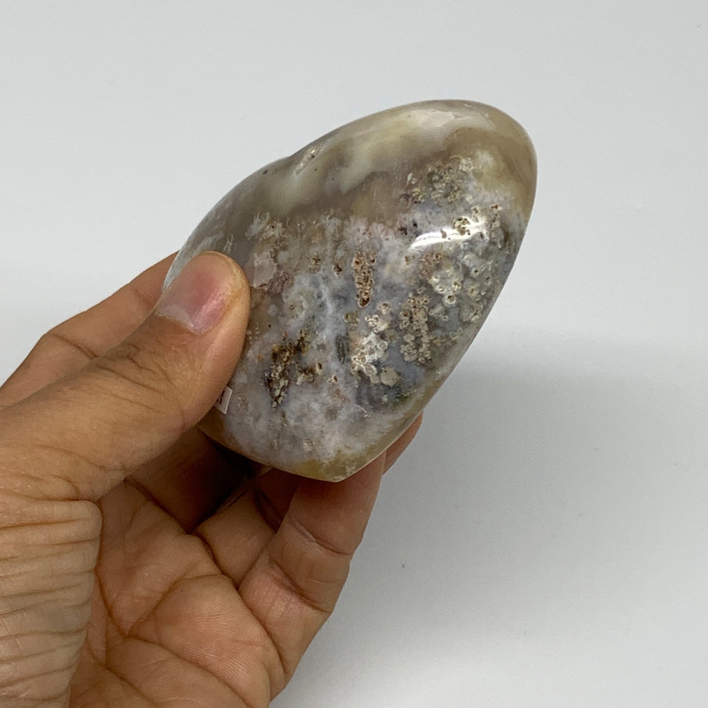 0.56 lbs, 2.7"x3.3"x1.3", Flower Agate Heart Crystal, Blossom Agate, B30994