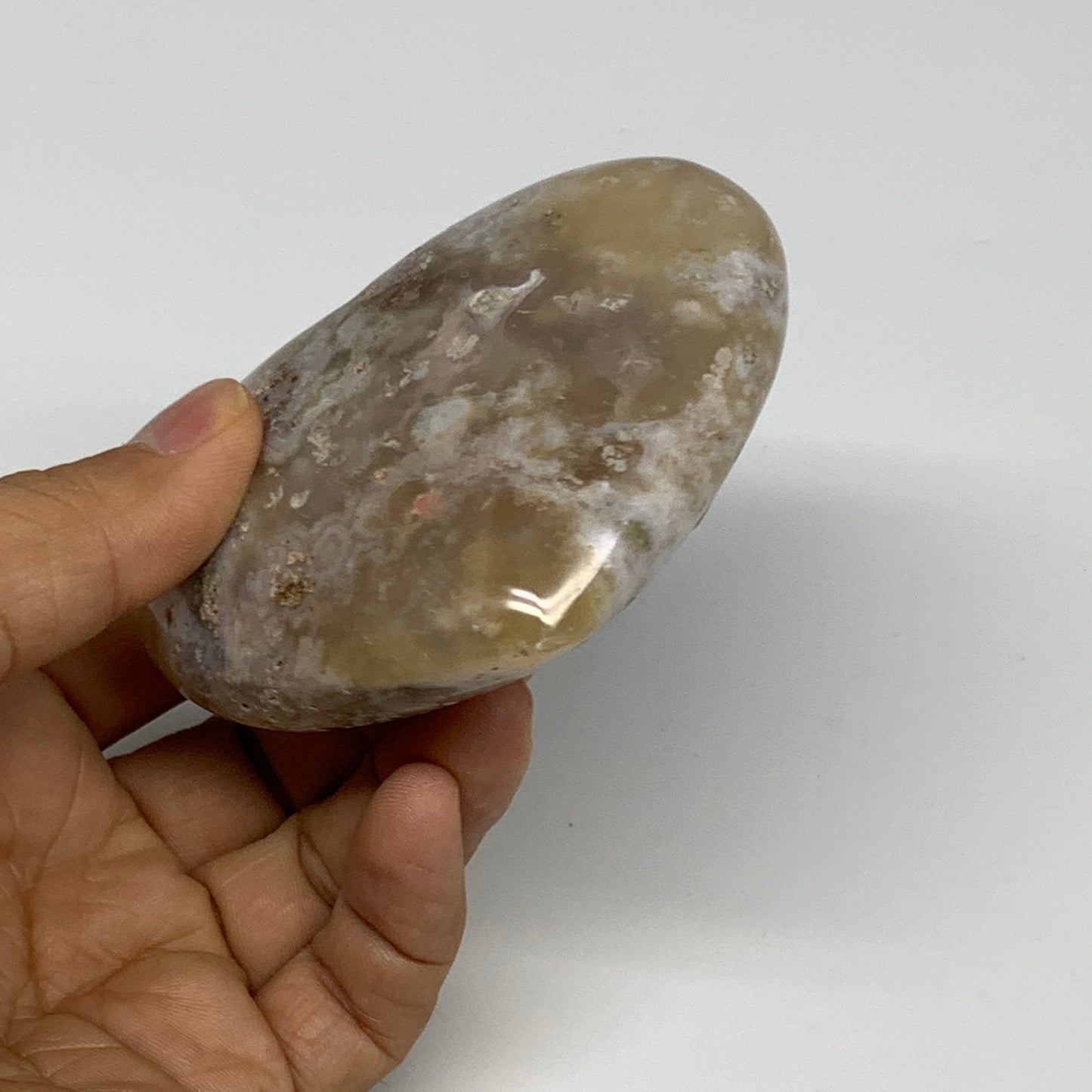 0.570 lbs, 3.1"x3.3"x1.2", Flower Agate Heart Crystal, Blossom Agate, B30993