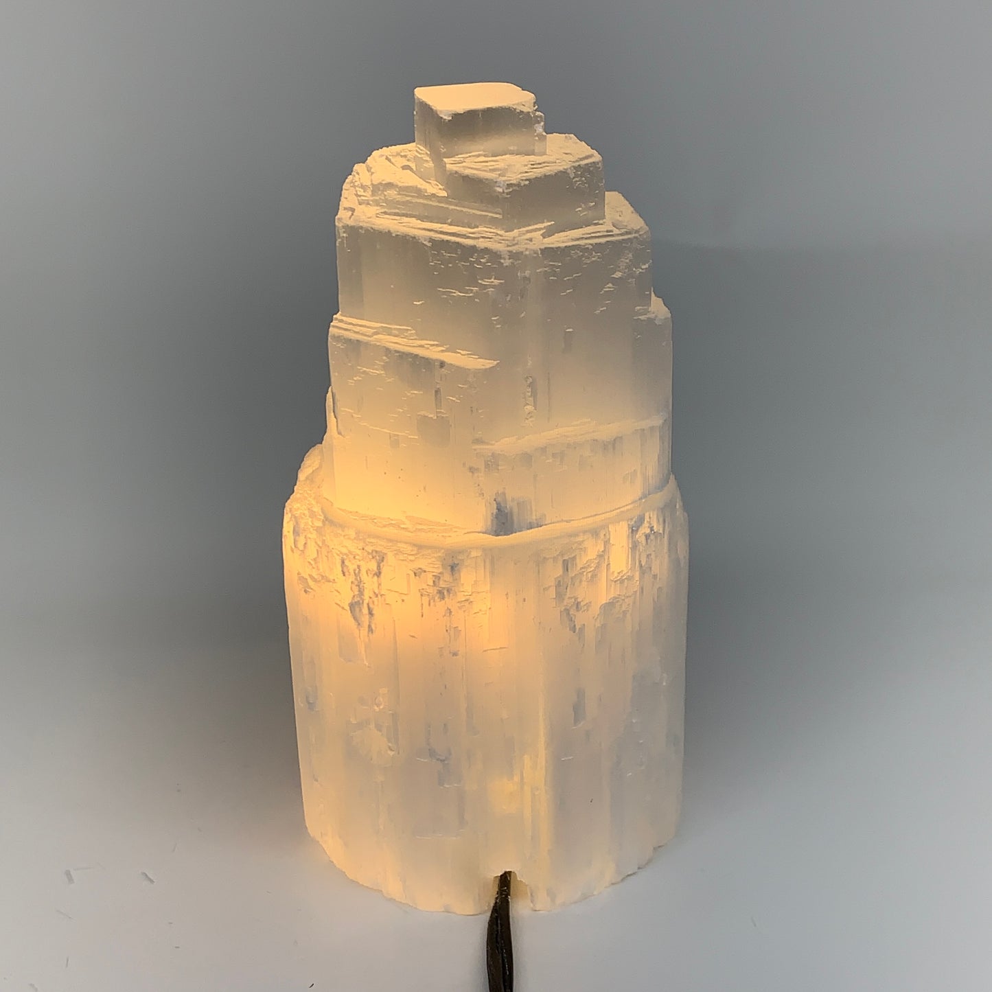 2 lbs, 6"x3", Raw Rough Selenite (Satin Spar) Lamp Tower, 6ft Chord, B35879